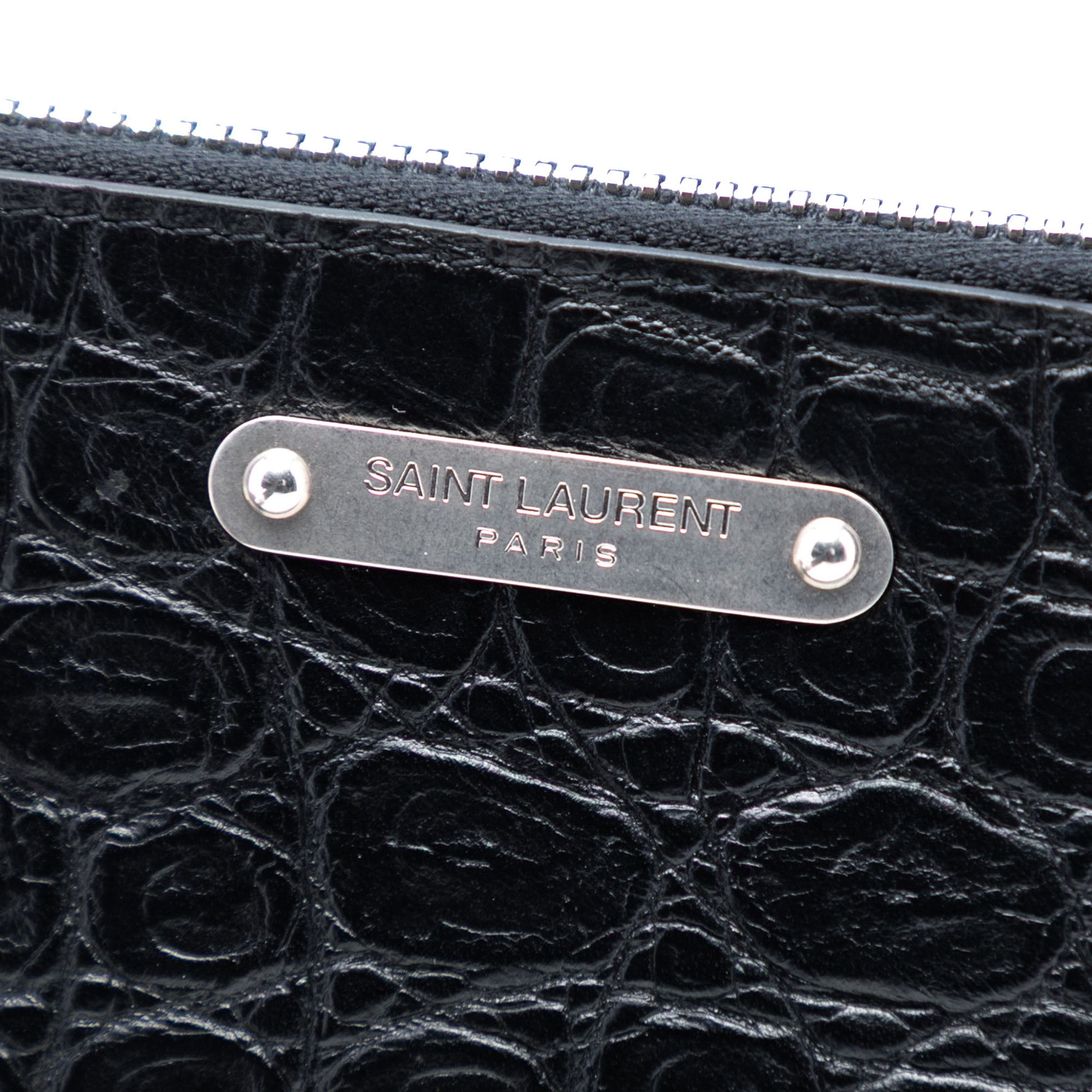 Yves Saint Laurent Yves Saint Laurent Croc Embossed Leather Clutch Size ONE SIZE - 6 Thumbnail
