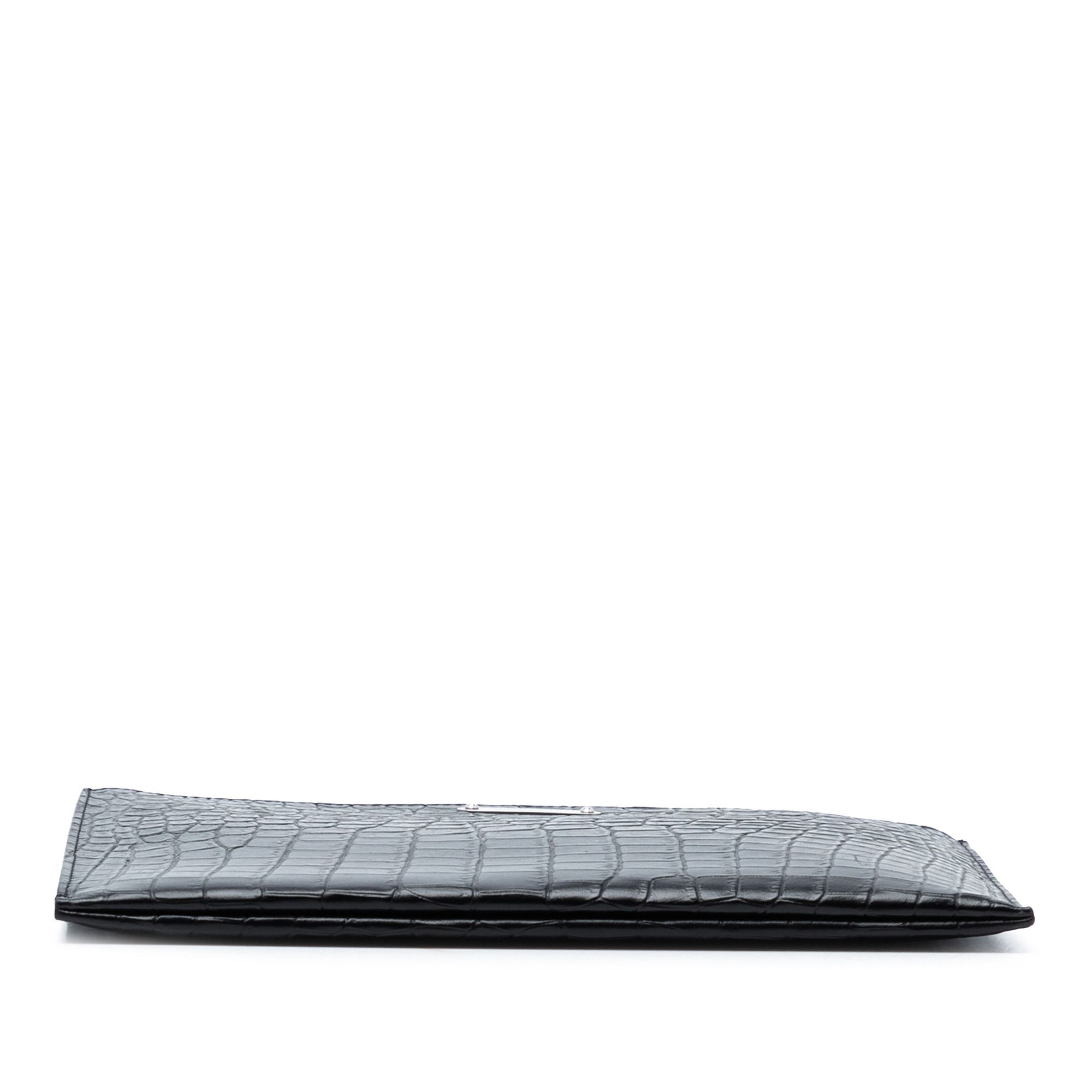 Yves Saint Laurent Yves Saint Laurent Croc Embossed Leather Clutch Size ONE SIZE - 3 Thumbnail