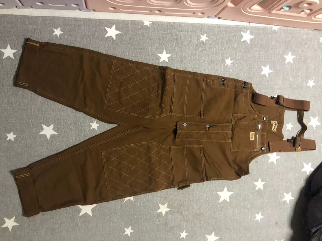 Nigel Cabourn brown dungarees with quilted pattern Size US 31 - 7 Thumbnail