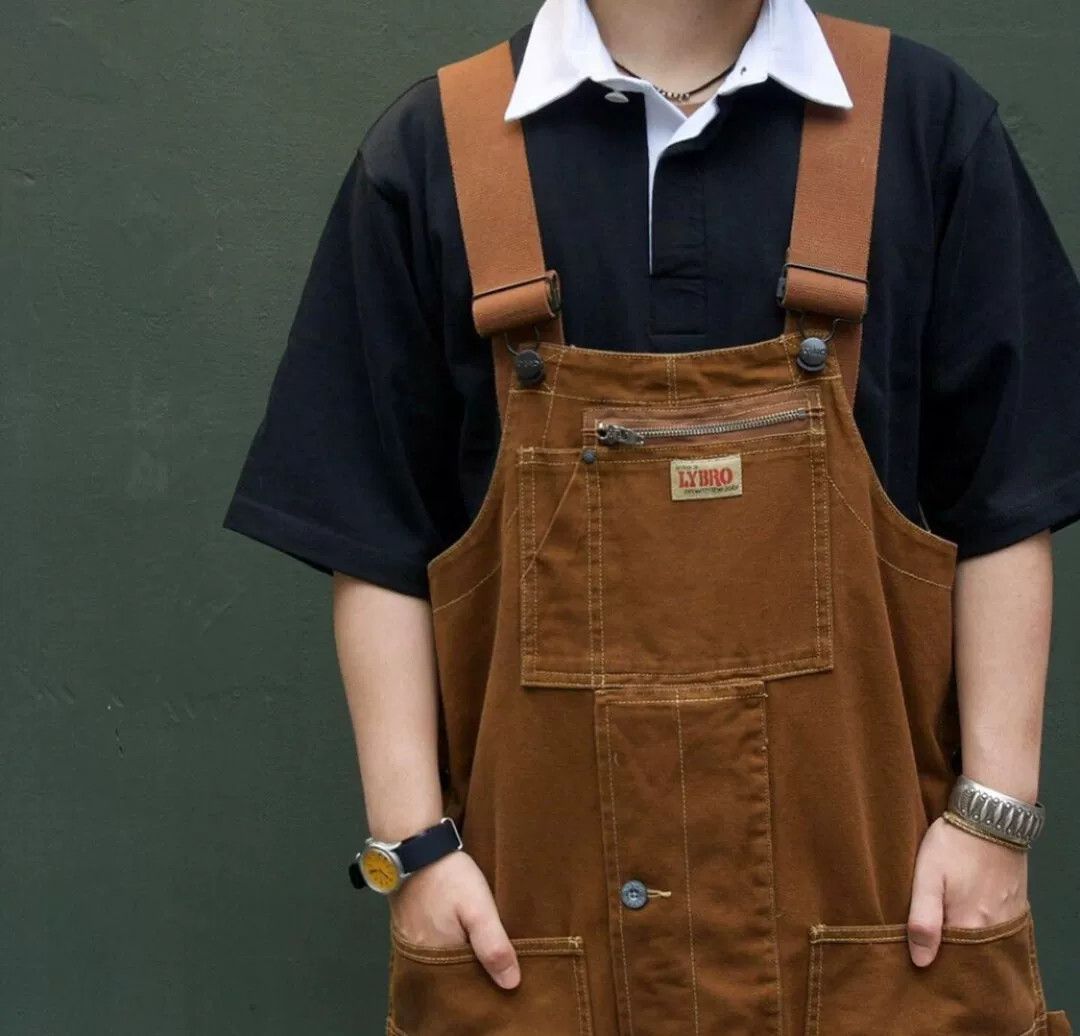 Nigel Cabourn brown dungarees with quilted pattern Size US 31 - 2 Thumbnail