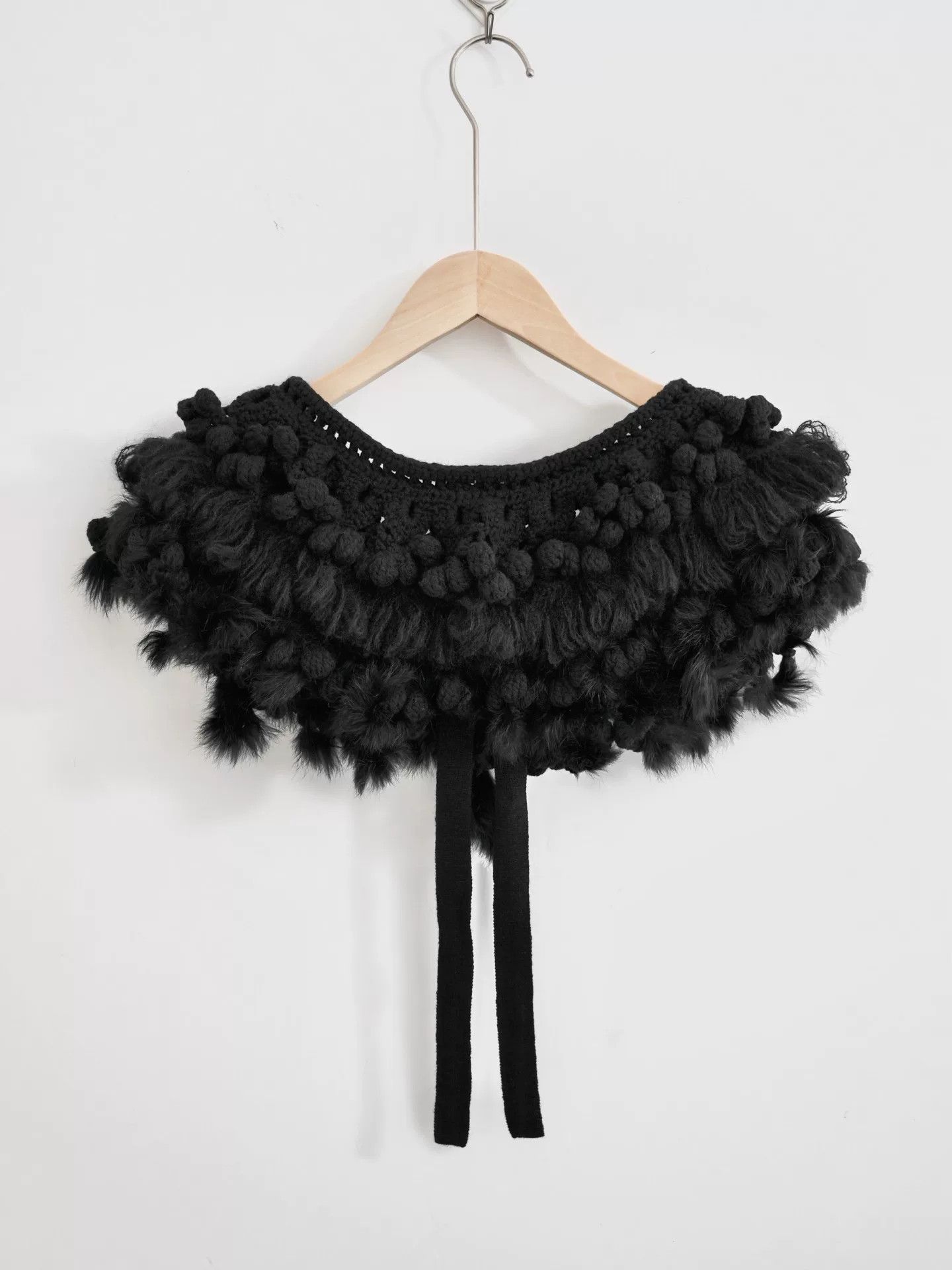 Comme des Garcons Handcrafted Crochet Ruffled Black Collar Size S / US 4 / IT 40 - 6 Thumbnail