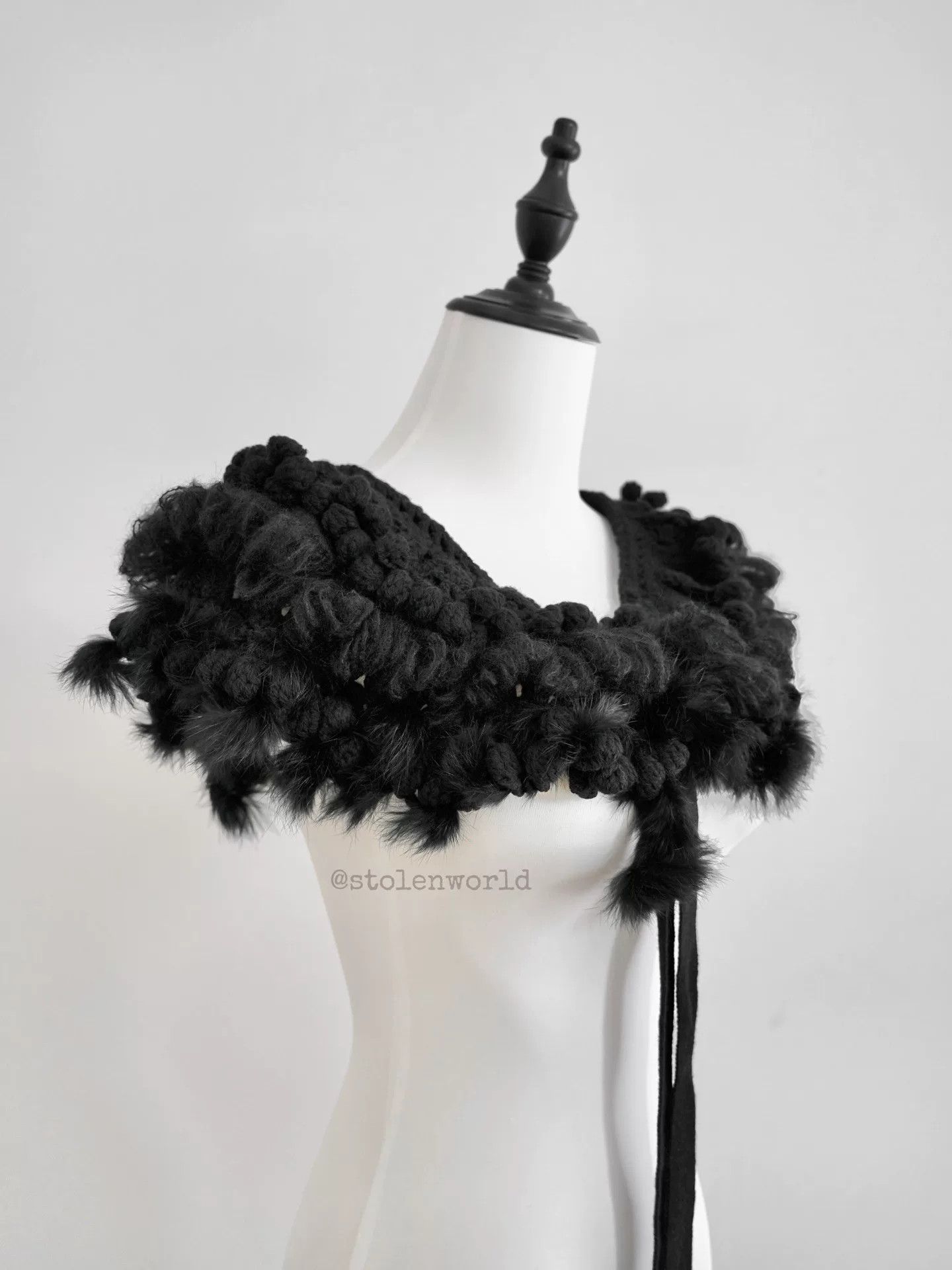 Comme des Garcons Handcrafted Crochet Ruffled Black Collar Size S / US 4 / IT 40 - 3 Thumbnail