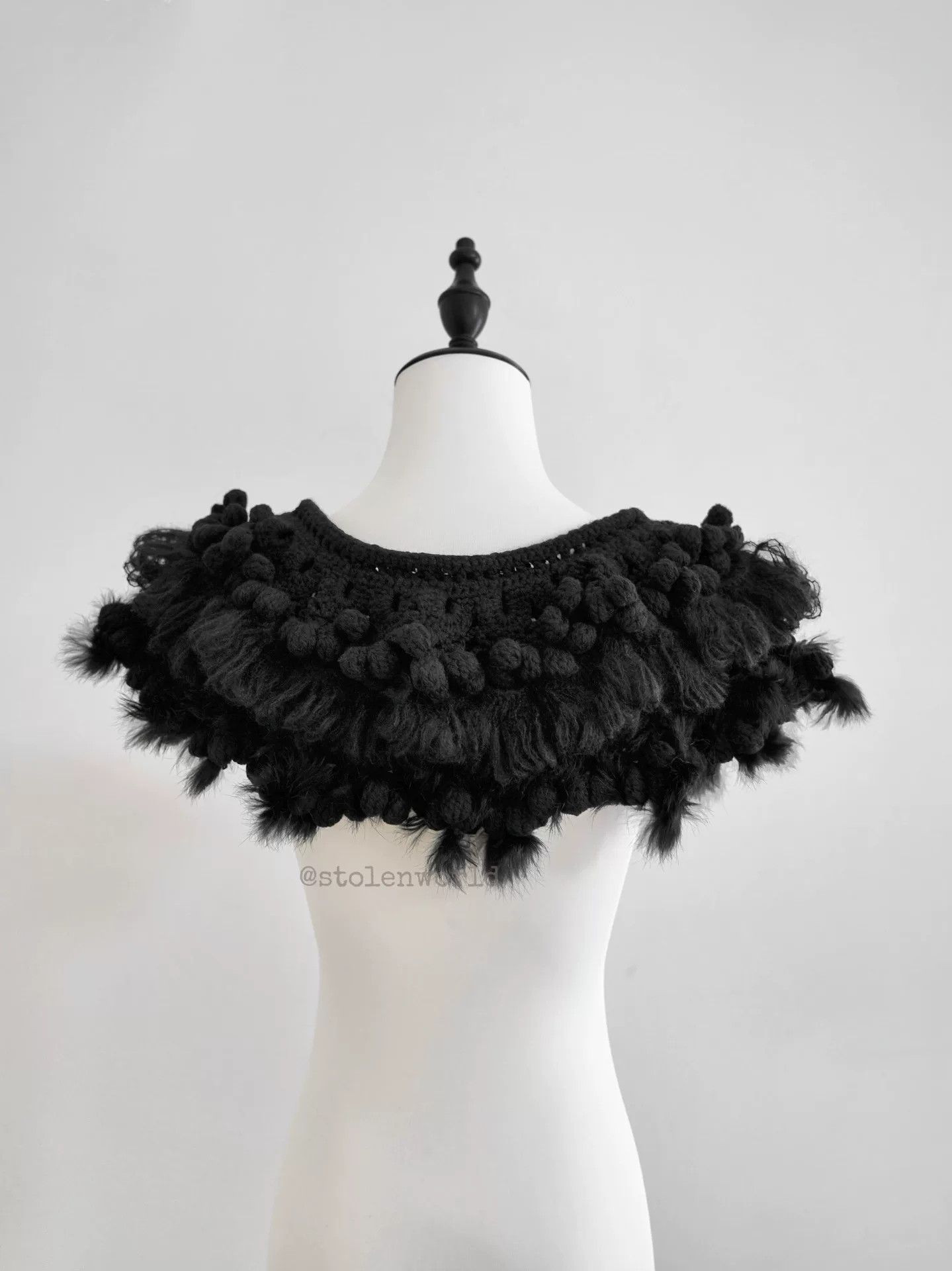 Comme des Garcons Handcrafted Crochet Ruffled Black Collar Size S / US 4 / IT 40 - 2 Thumbnail