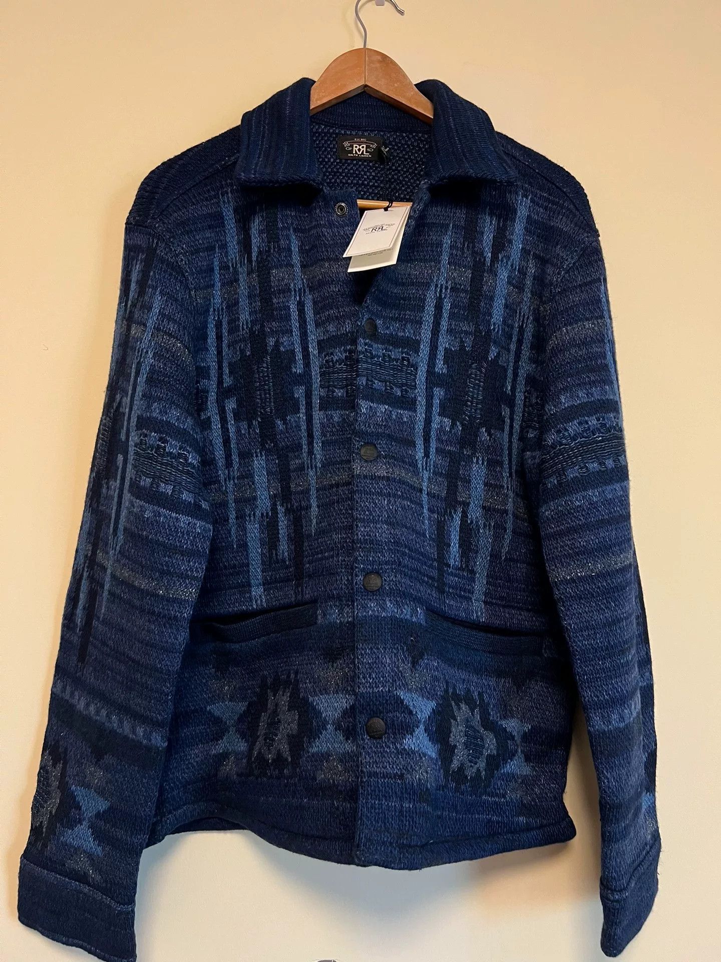 RRL Ralph Lauren RRL Blue Dyed Knit Jacket Size US M / EU 48-50 / 2 - 2 Thumbnail