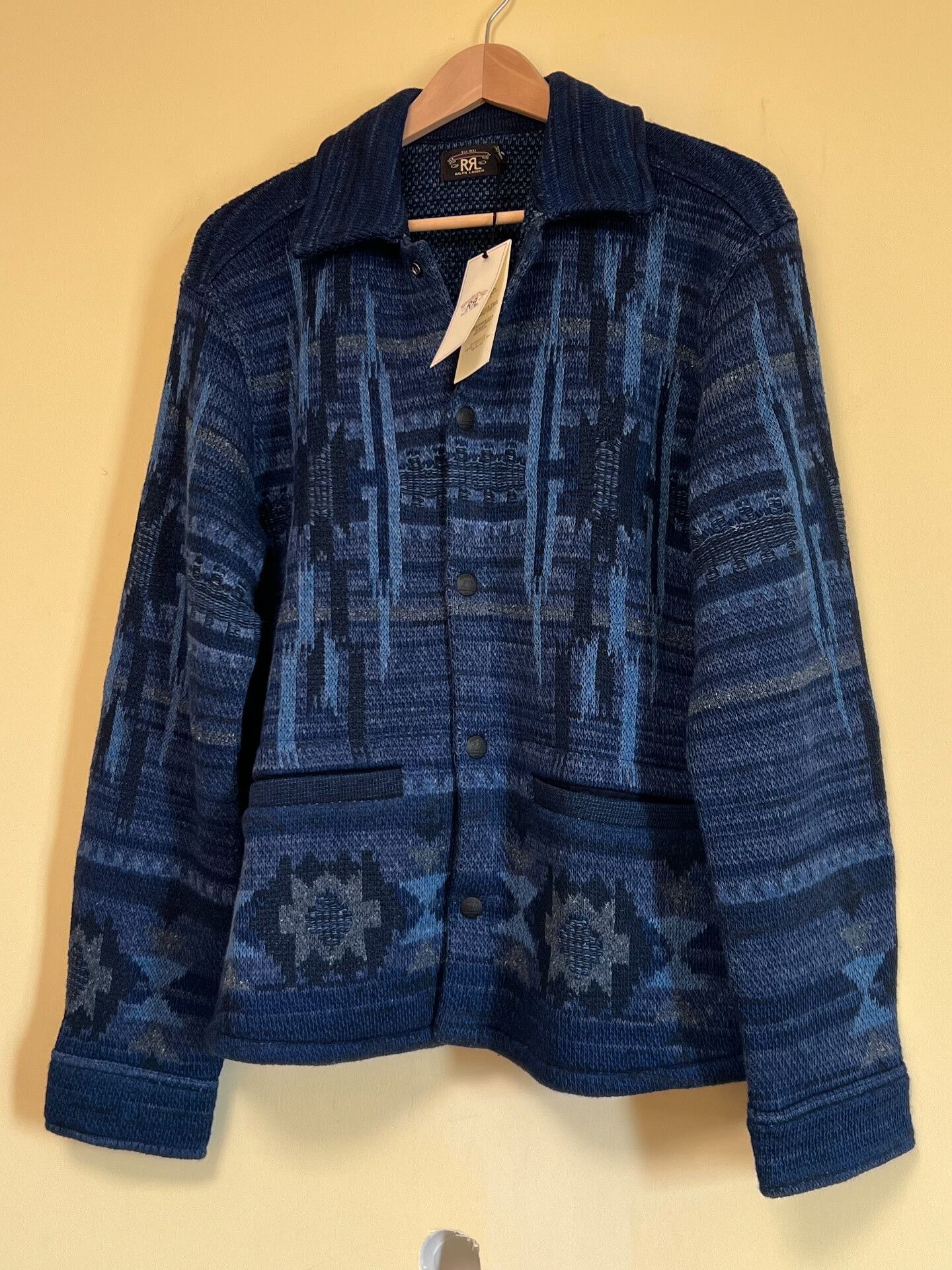 RRL Ralph Lauren RRL Blue Dyed Knit Jacket Size US M / EU 48-50 / 2 - 3 Thumbnail