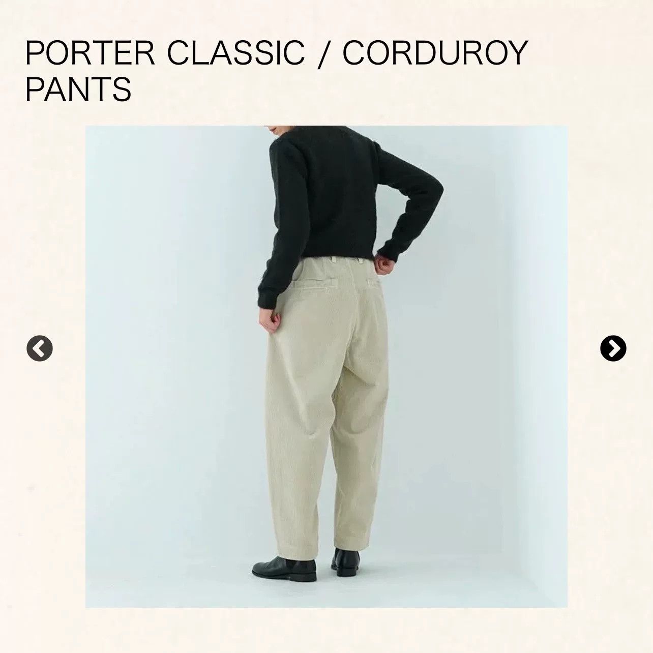 Porter Classic Black Corduroy Casual Pants for Fall Size US 30 / EU 46 - 2 Thumbnail