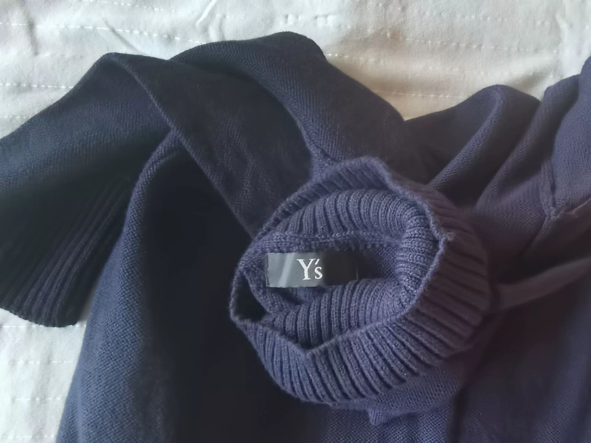 Y's Y's Dark Blue Long Knit Sweater Coat Size M / US 6-8 / IT 42-44 - 3 Thumbnail