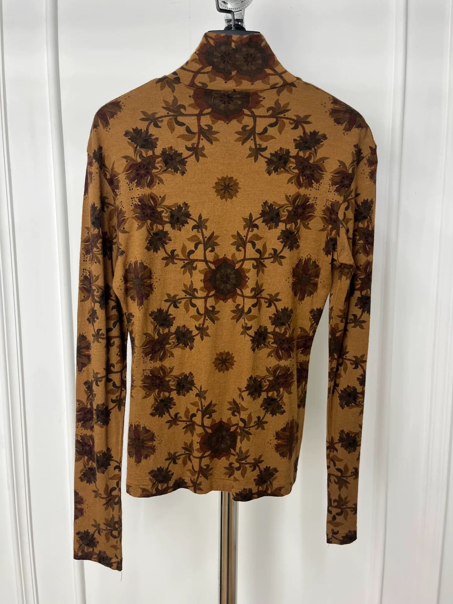 Yohji Yamamoto Floral Turtleneck Wool Top Size M / US 6-8 / IT 42-44 - 3 Thumbnail