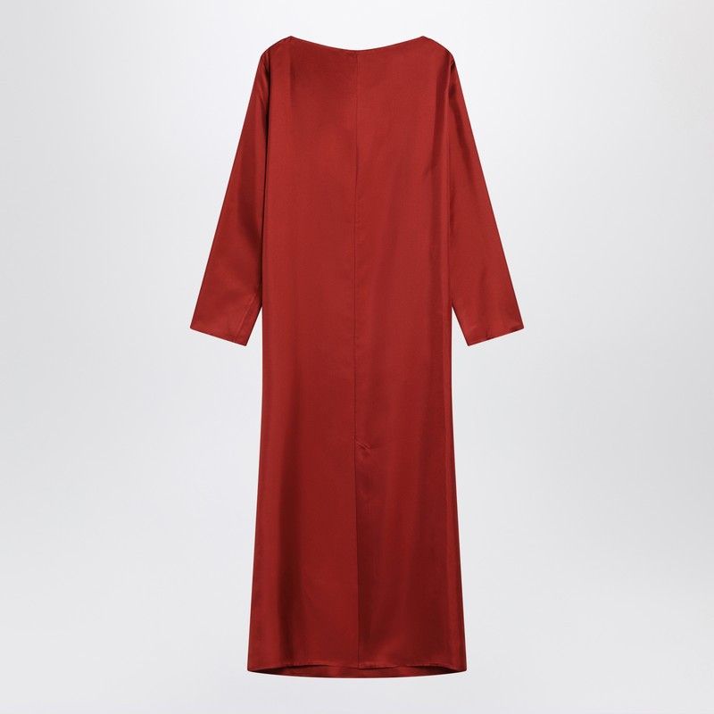 Loulou de Saison Loulou De Saison Zoya Dress In Red Silk Twill Size ONE SIZE - 2 Thumbnail