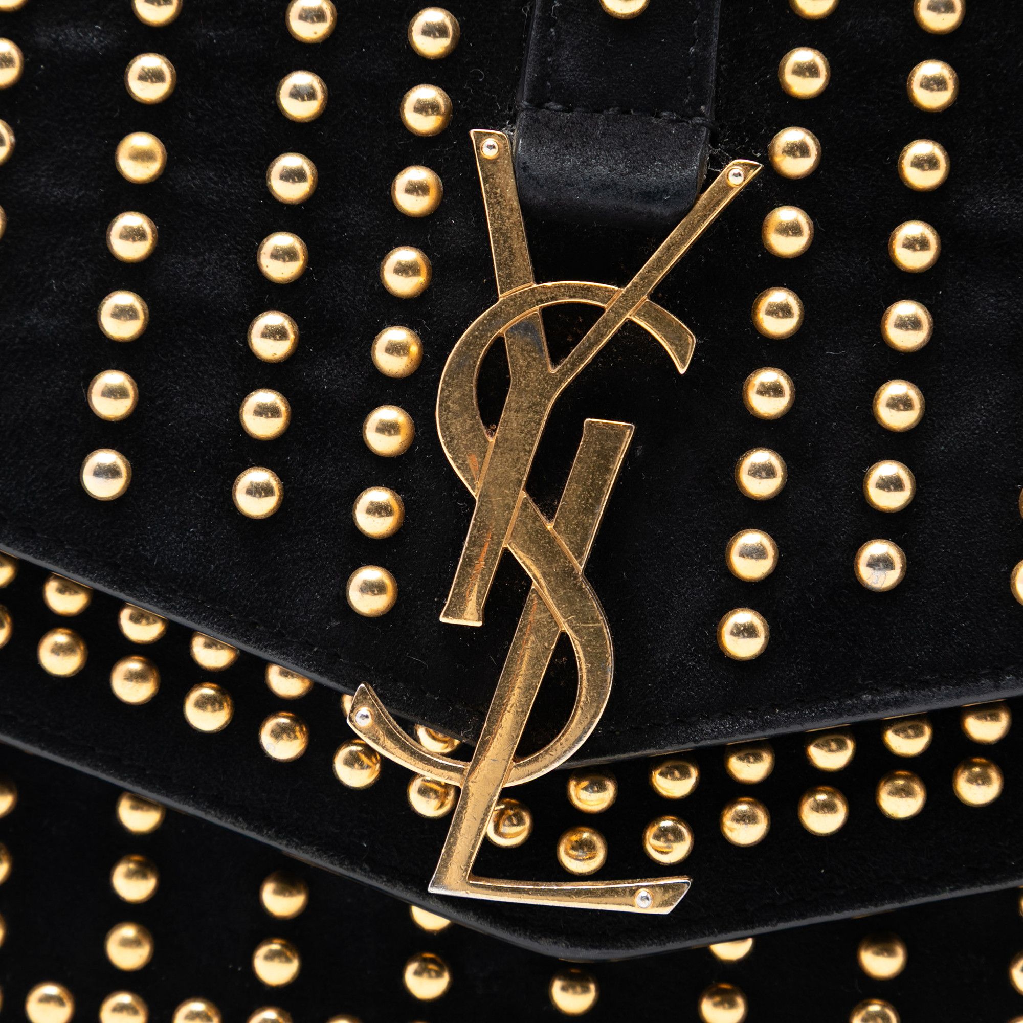 Yves Saint Laurent Yves Saint Laurent Medium Studded Suede Monogram Sulpice Crossbody Size ONE SIZE - 6 Thumbnail