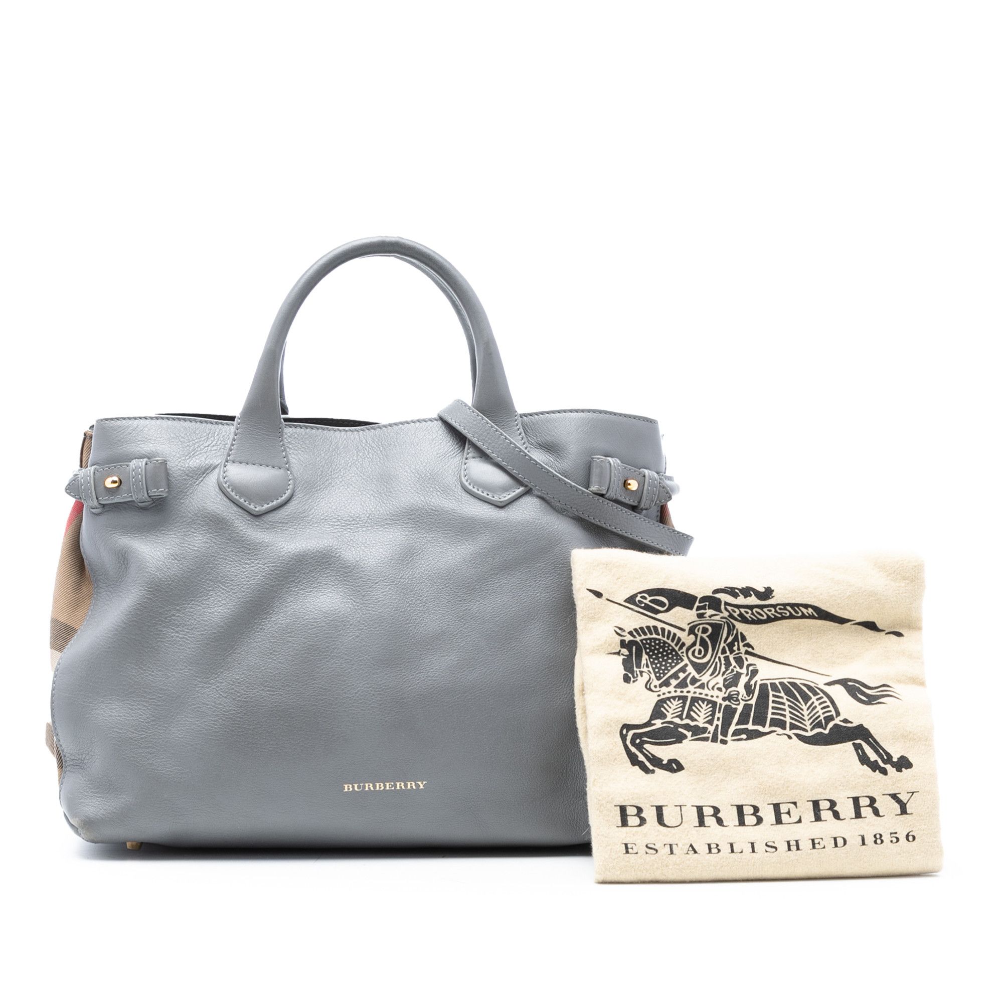 Burberry Burberry Medium Leather and House Check Banner Satchel Size ONE SIZE - 8 Thumbnail