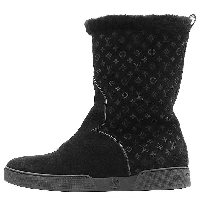 Louis Vuitton Louis Vuitton Louis Vuitton Frosty Line Monogram Suede Shearling Boots Textile Shoes DUTY FREE for USA Size ONE SIZE - 4 Thumbnail