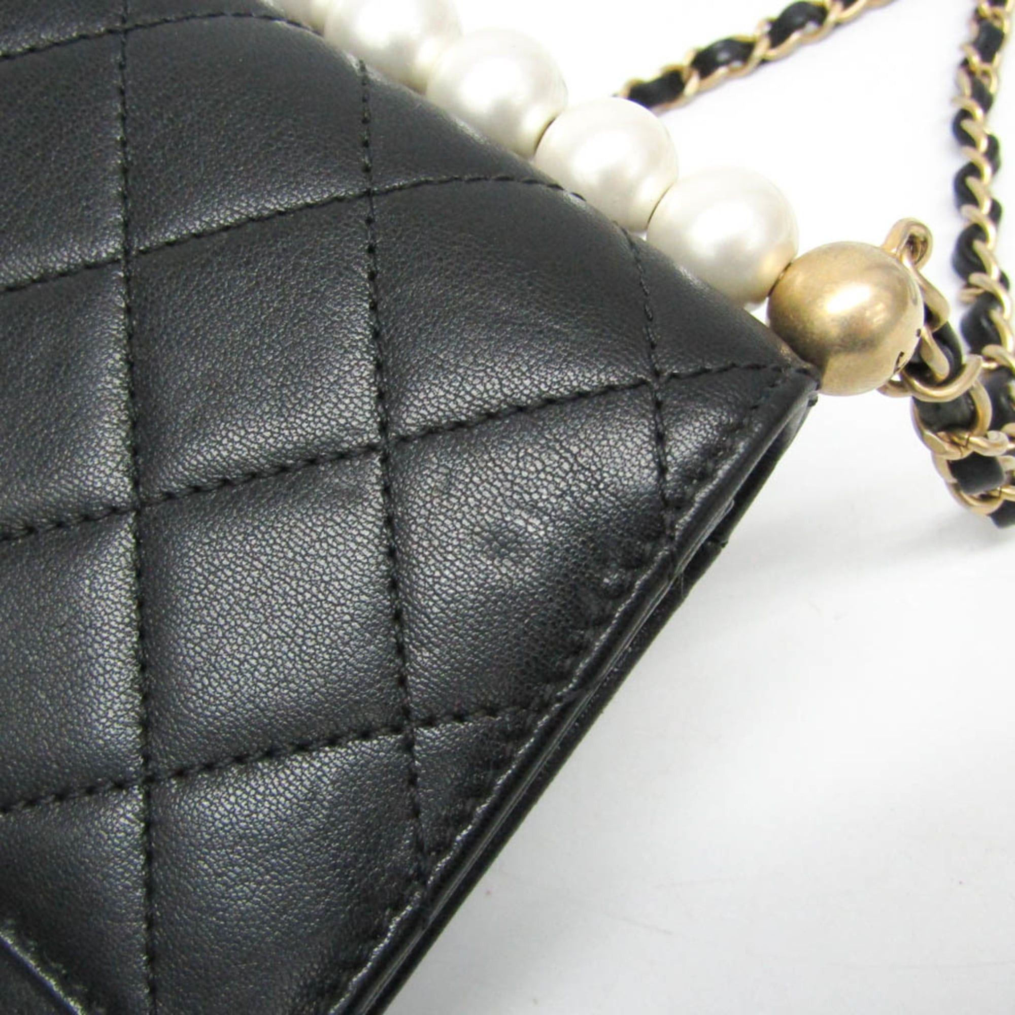 Chanel Chanel Matelasse Chain Shoulder Bag Women's Leather,Artificial Pearl Shoulder Bag Black Size ONE SIZE - 10 Thumbnail