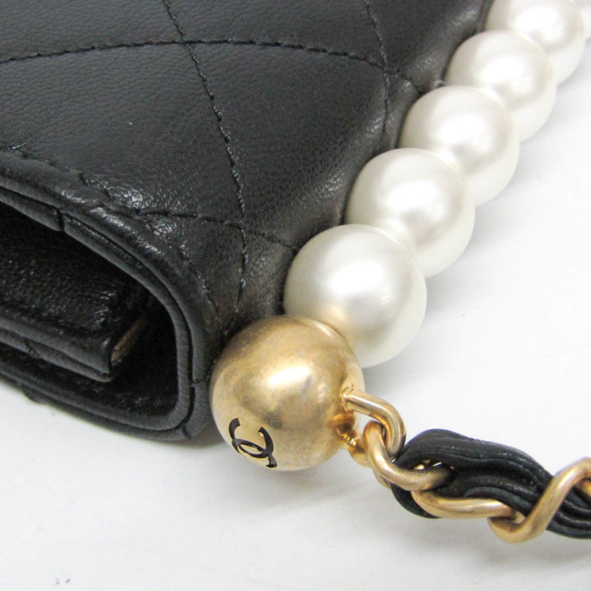 Chanel Chanel Matelasse Chain Shoulder Bag Women's Leather,Artificial Pearl Shoulder Bag Black Size ONE SIZE - 8 Thumbnail