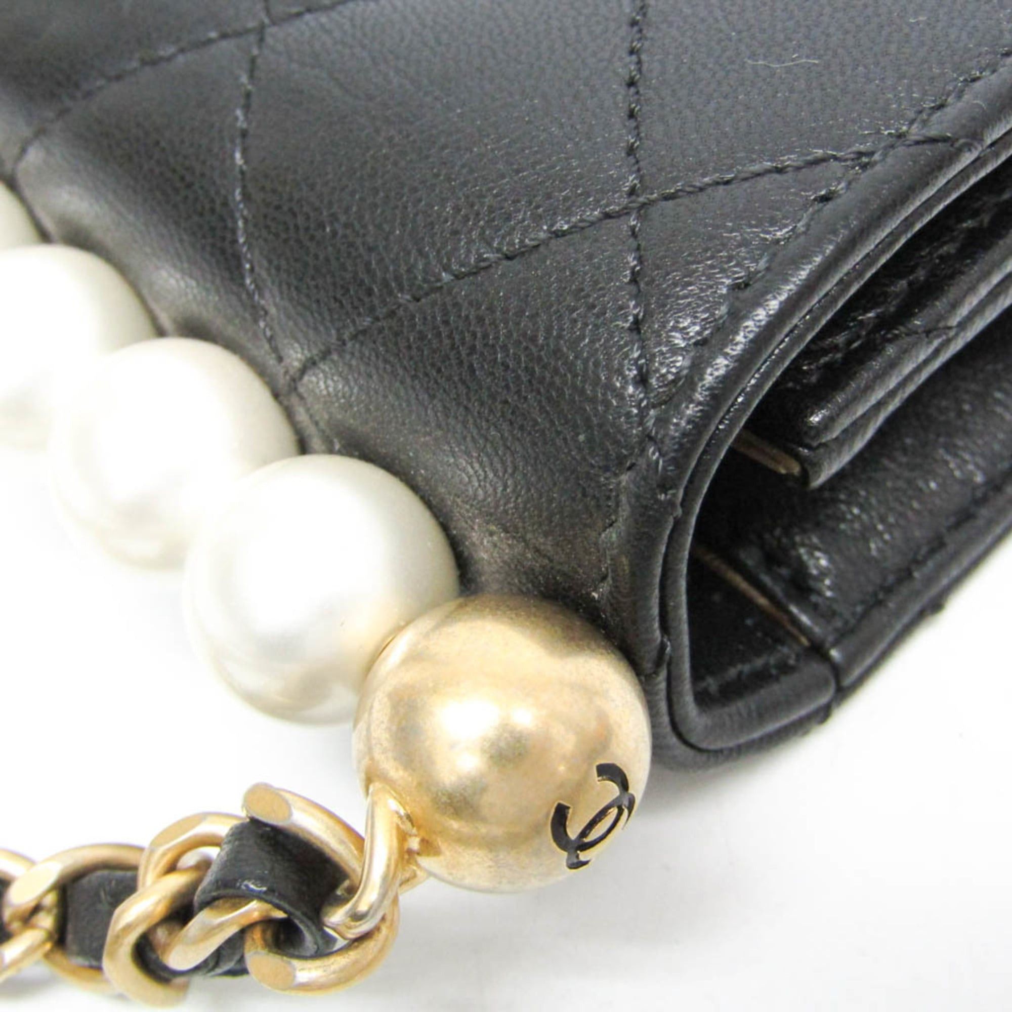 Chanel Chanel Matelasse Chain Shoulder Bag Women's Leather,Artificial Pearl Shoulder Bag Black Size ONE SIZE - 6 Thumbnail