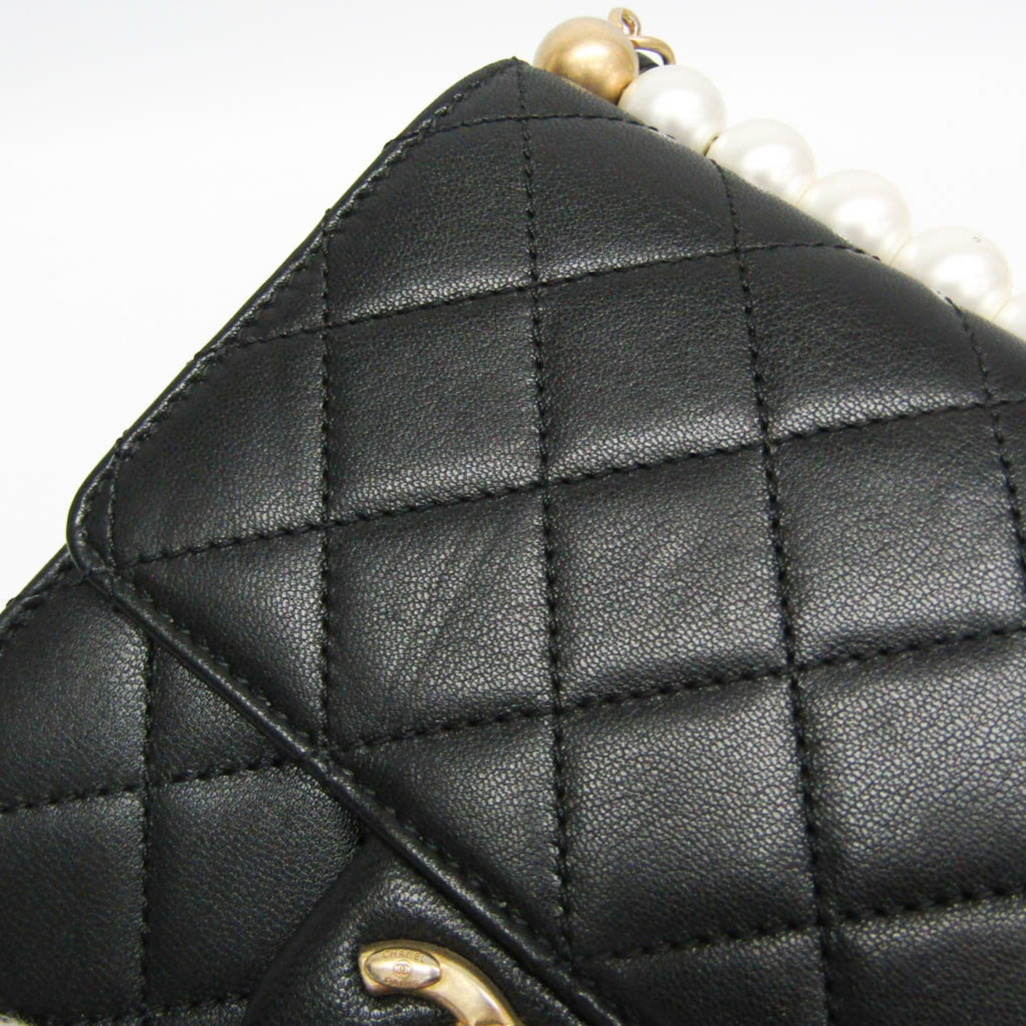 Chanel Chanel Matelasse Chain Shoulder Bag Women's Leather,Artificial Pearl Shoulder Bag Black Size ONE SIZE - 11 Thumbnail