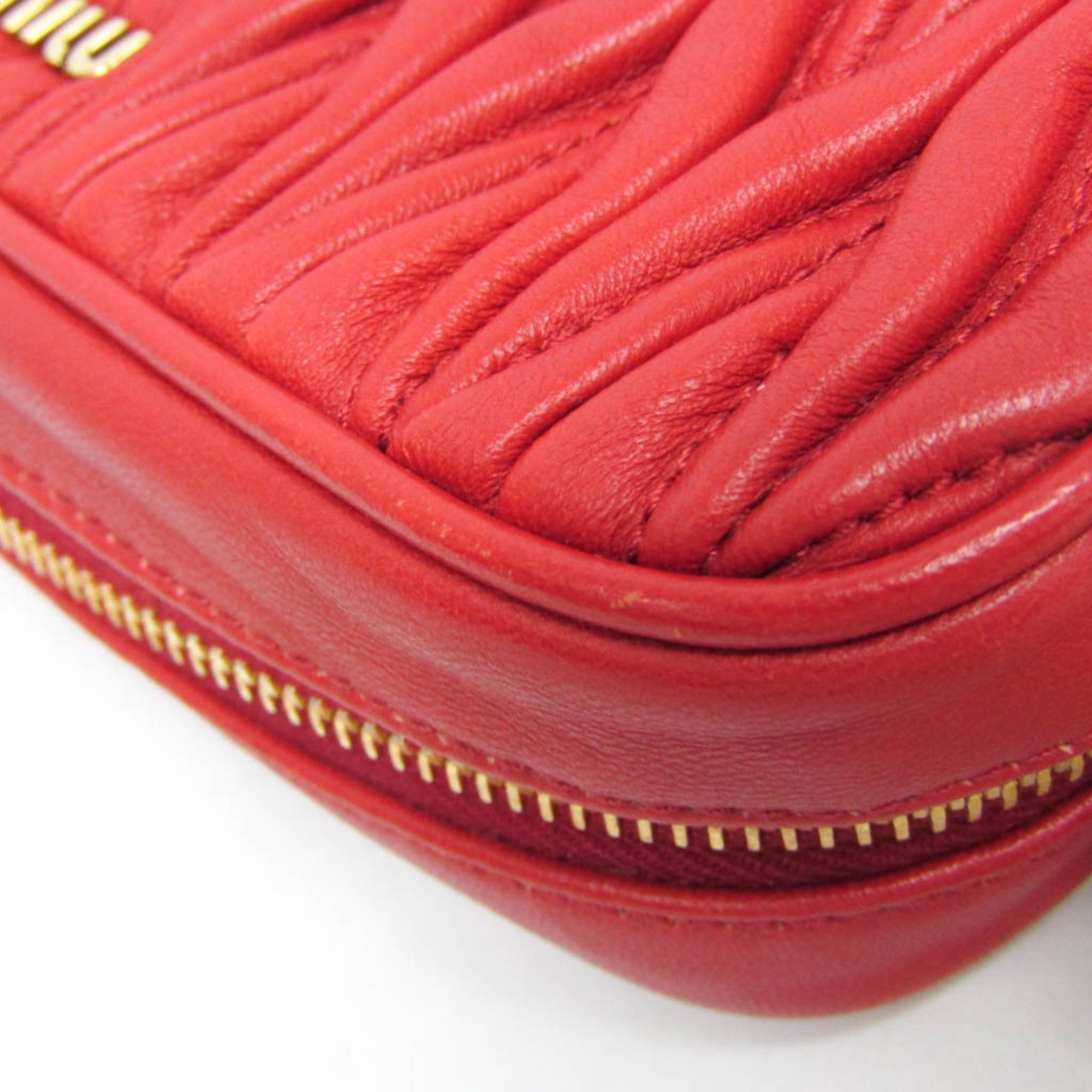 Miu Miu Miu Miu Matelasse Chain Shoulder Mini Bag Women's Leather Pouch,Shoulder Bag Red Color Size ONE SIZE - 8 Thumbnail