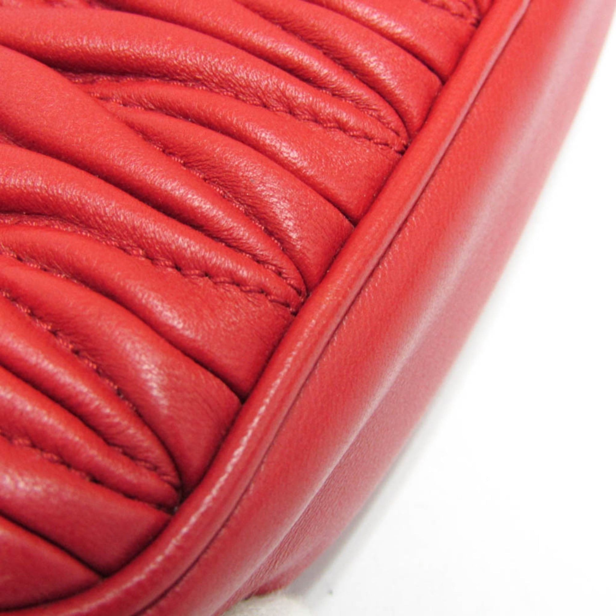 Miu Miu Miu Miu Matelasse Chain Shoulder Mini Bag Women's Leather Pouch,Shoulder Bag Red Color Size ONE SIZE - 5 Thumbnail