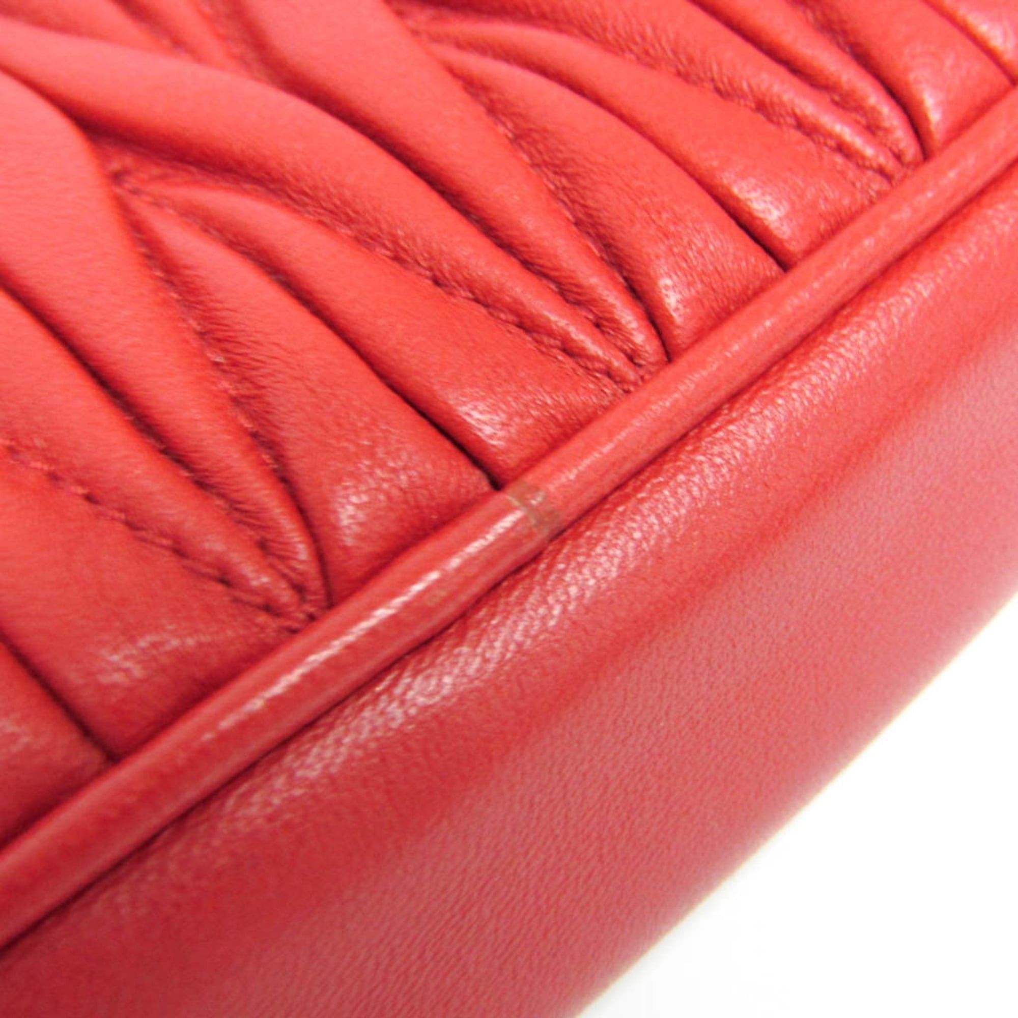Miu Miu Miu Miu Matelasse Chain Shoulder Mini Bag Women's Leather Pouch,Shoulder Bag Red Color Size ONE SIZE - 6 Thumbnail
