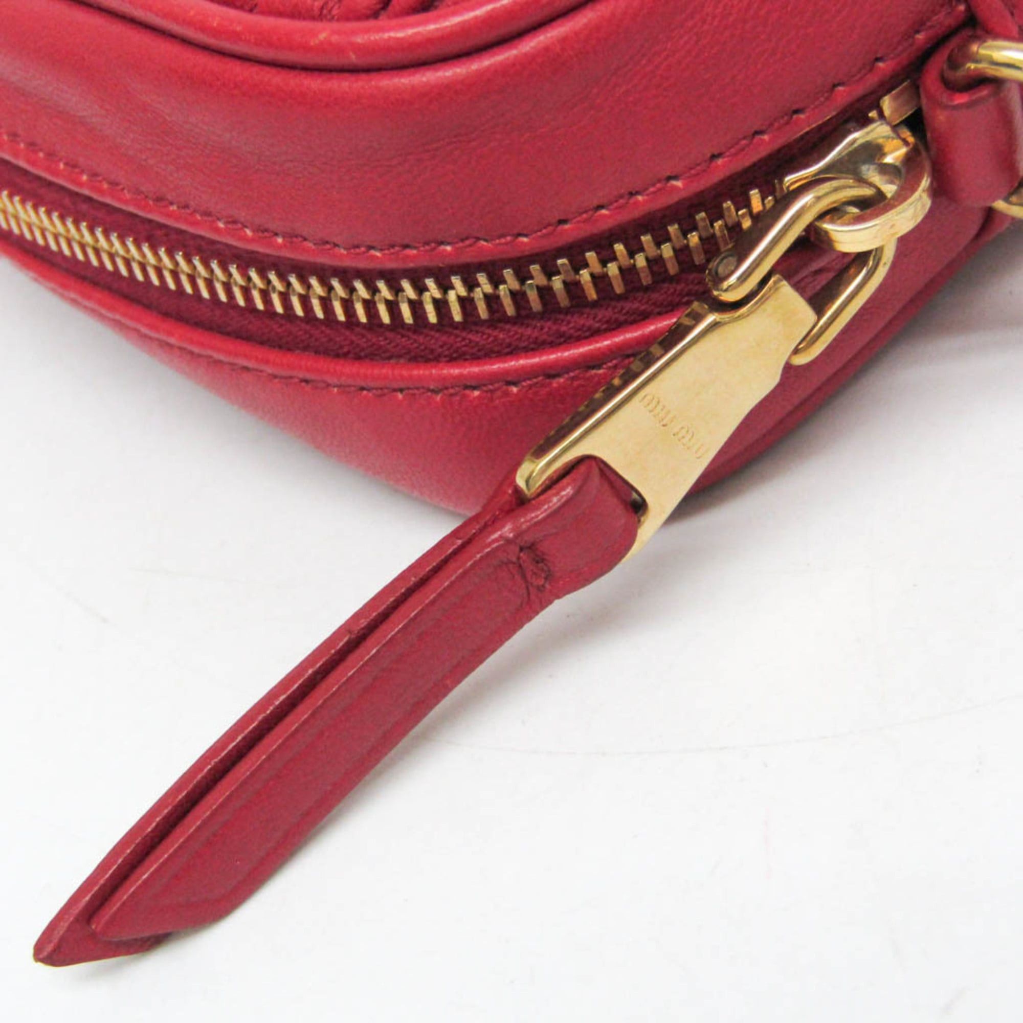 Miu Miu Miu Miu Matelasse Chain Shoulder Mini Bag Women's Leather Pouch,Shoulder Bag Red Color Size ONE SIZE - 9 Thumbnail