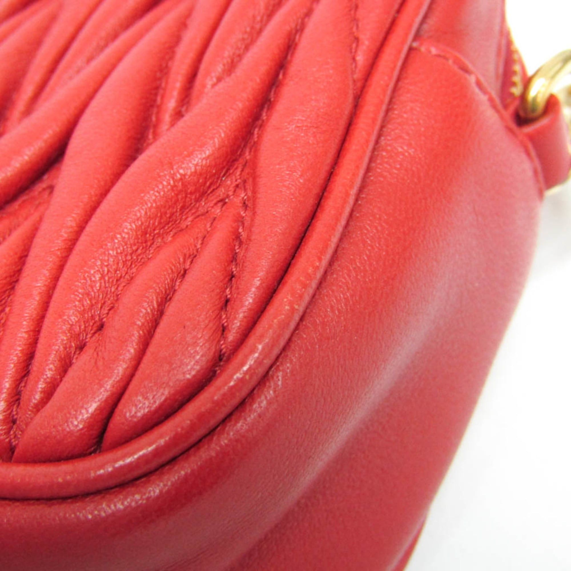 Miu Miu Miu Miu Matelasse Chain Shoulder Mini Bag Women's Leather Pouch,Shoulder Bag Red Color Size ONE SIZE - 4 Thumbnail