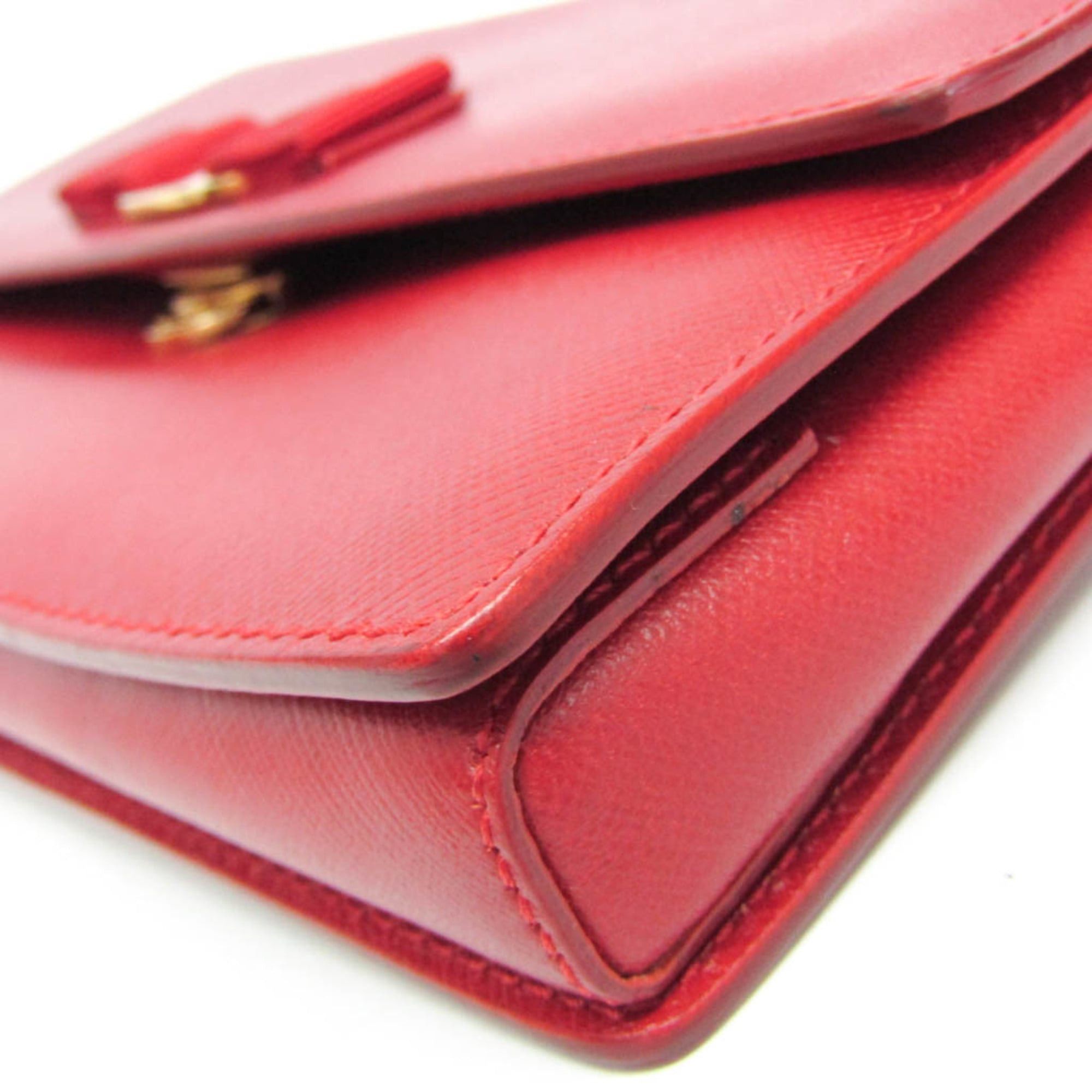 Salvatore Ferragamo Salvatore Ferragamo Vara Chain Shoulder Bag AU-21 D855 Women's Leather Shoulder Bag Red Color Size ONE SIZE - 8 Thumbnail