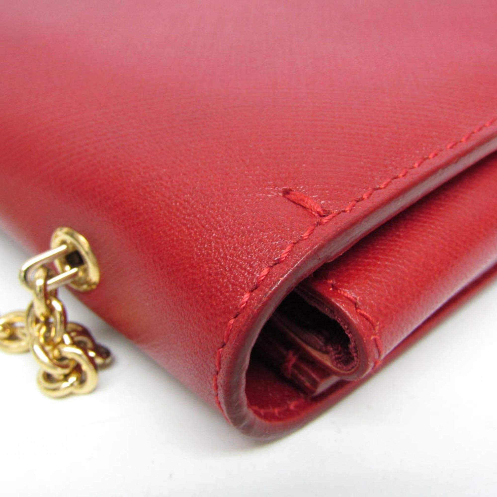 Salvatore Ferragamo Salvatore Ferragamo Vara Chain Shoulder Bag AU-21 D855 Women's Leather Shoulder Bag Red Color Size ONE SIZE - 7 Thumbnail
