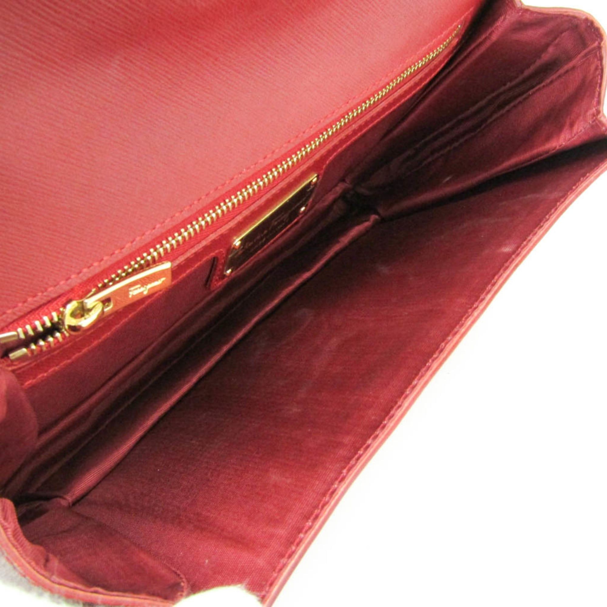 Salvatore Ferragamo Salvatore Ferragamo Vara Chain Shoulder Bag AU-21 D855 Women's Leather Shoulder Bag Red Color Size ONE SIZE - 3 Thumbnail