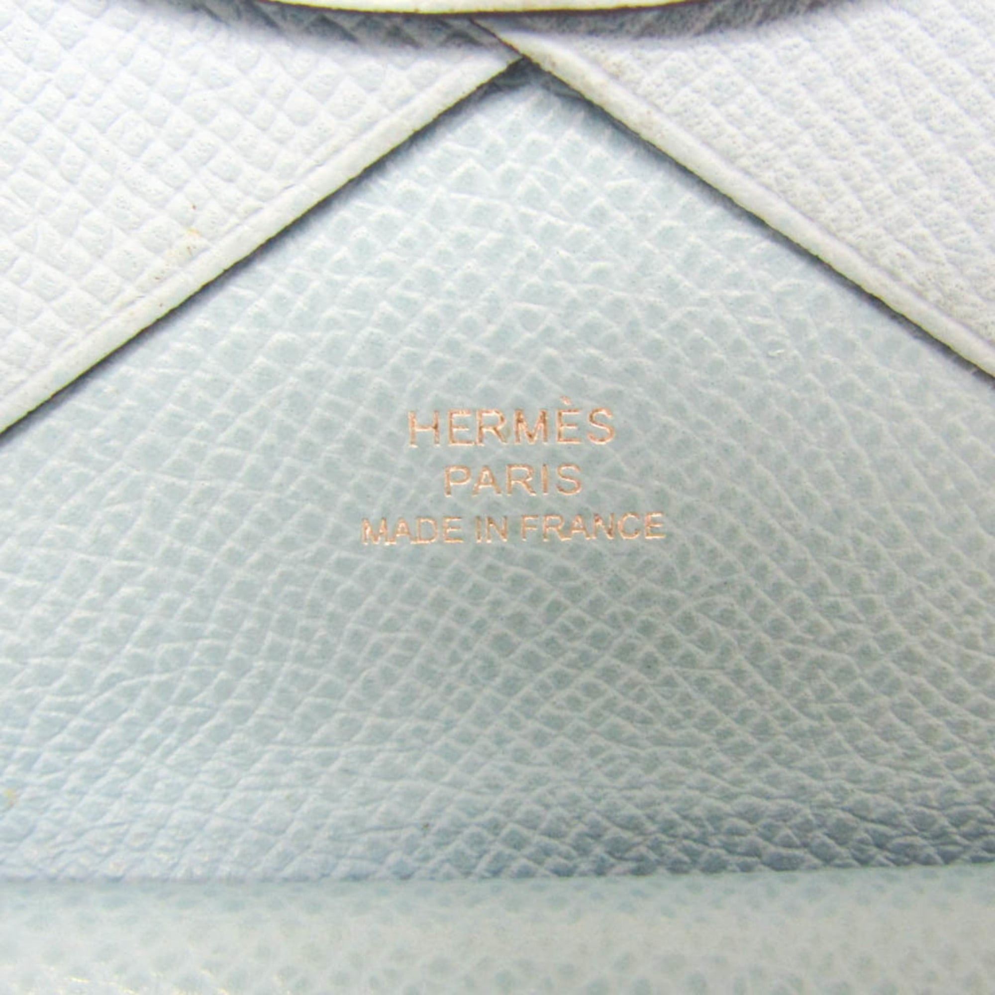 Hermes Hermes Calvi Duo Epsom Leather Card Case Light Blue Size ONE SIZE - 10 Thumbnail