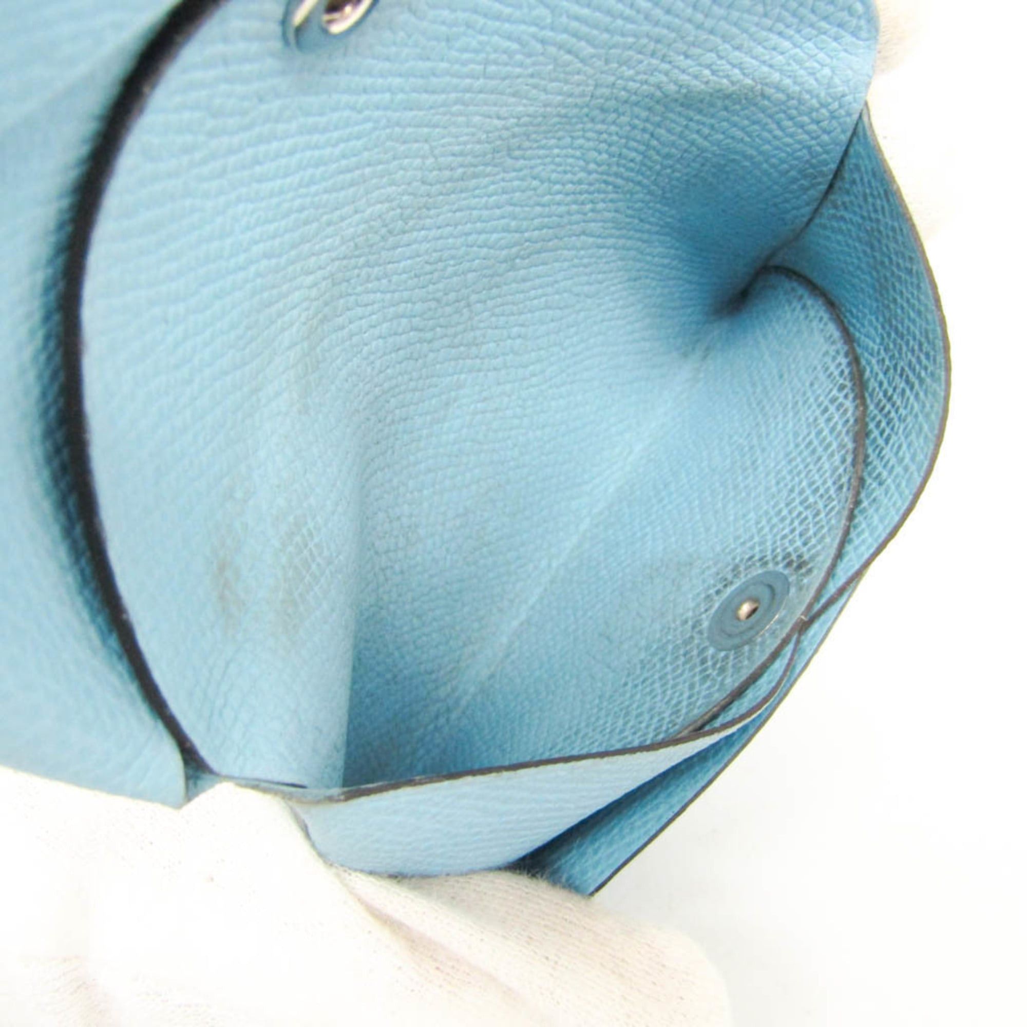 Hermes Hermes Calvi Duo Epsom Leather Card Case Light Blue Size ONE SIZE - 4 Thumbnail