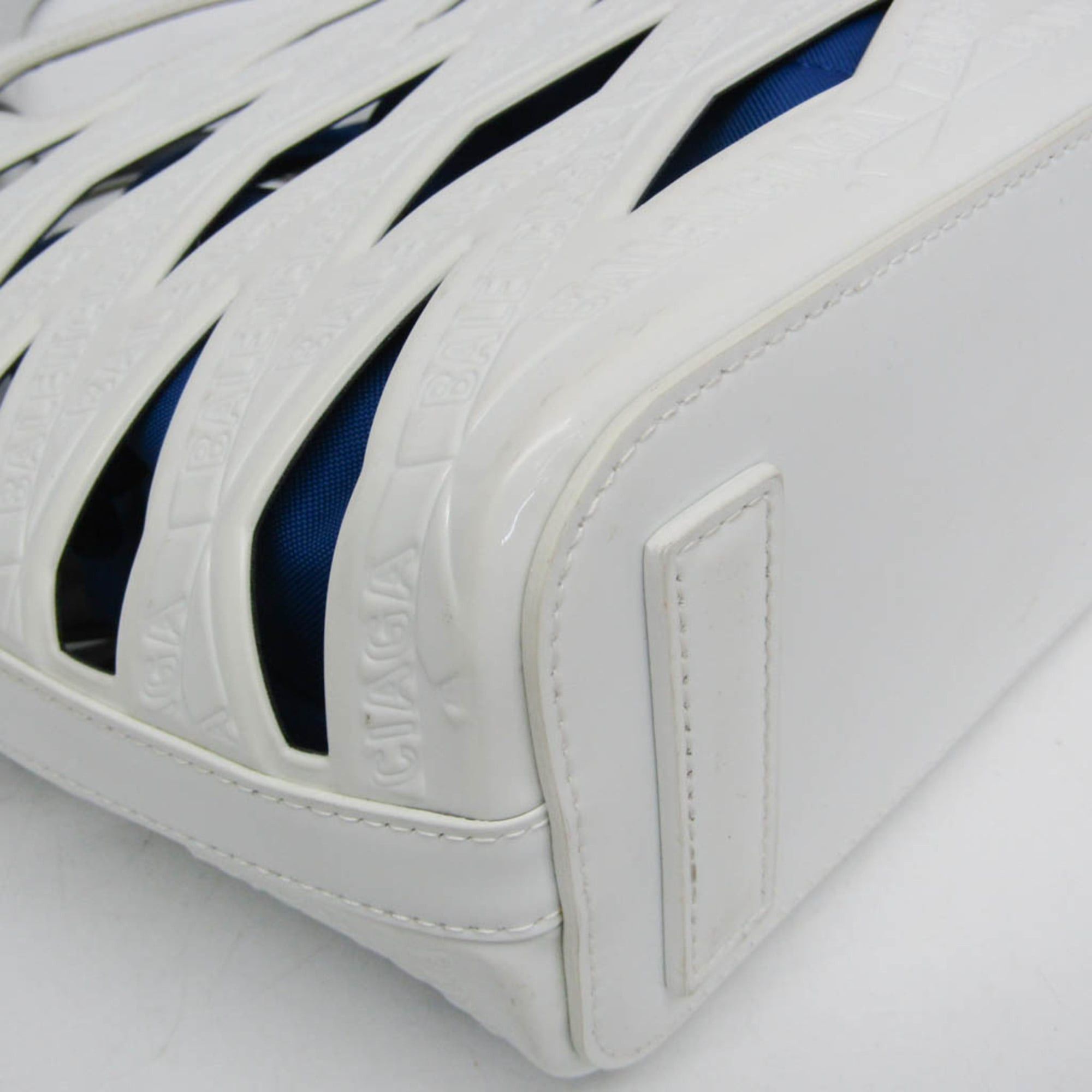 Balenciaga Balenciaga Neo Basket 630708 Women's Patent Leather,Nylon Handbag,Shoulder Bag Blue,White Size ONE SIZE - 8 Thumbnail