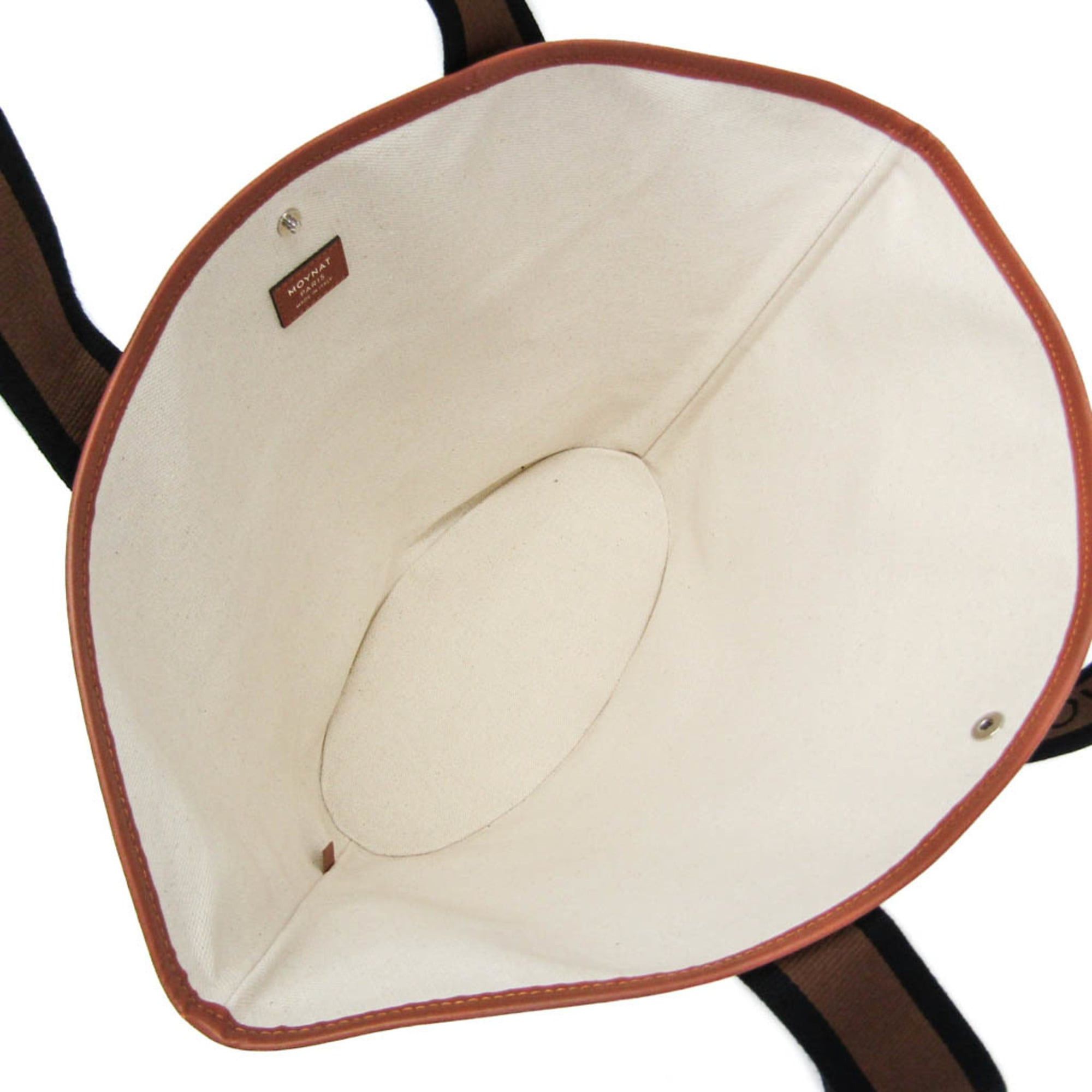 Other Moynat Women's Leather,Canvas Tote Bag Brown,Light Beige Size ONE SIZE - 3 Thumbnail