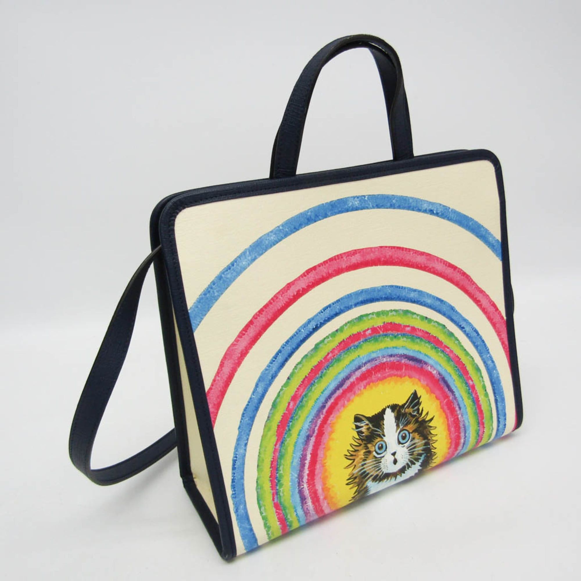 Gucci Children Cat 630542 Boys,Girls Coated Canvas,Leather Shoulder Bag,Tote Bag Cream,Multi-color,Navy