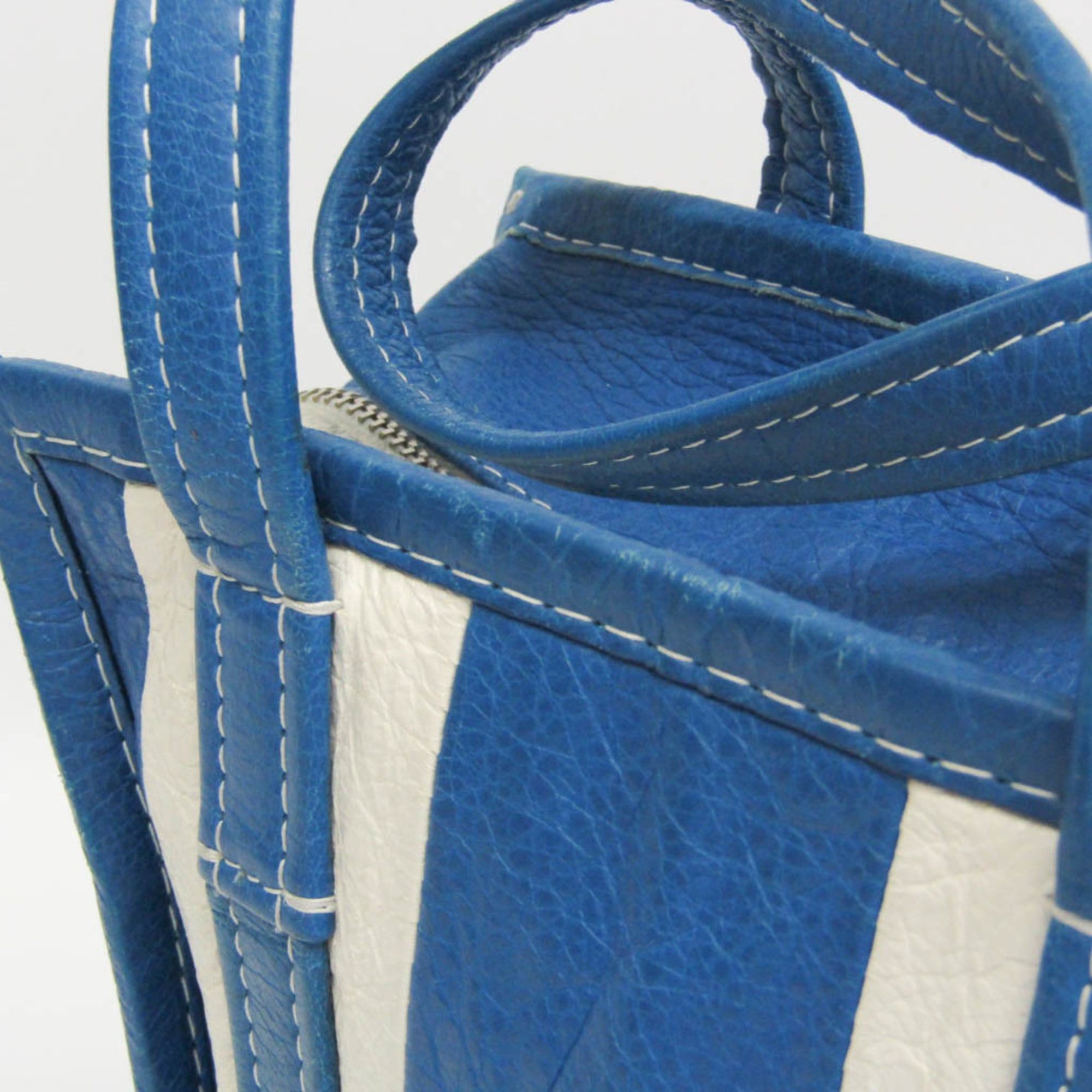 Balenciaga Balenciaga Bazar Shopper XS 452458 Women's Leather Shoulder Bag,Tote Bag Blue,White Size ONE SIZE - 11 Thumbnail
