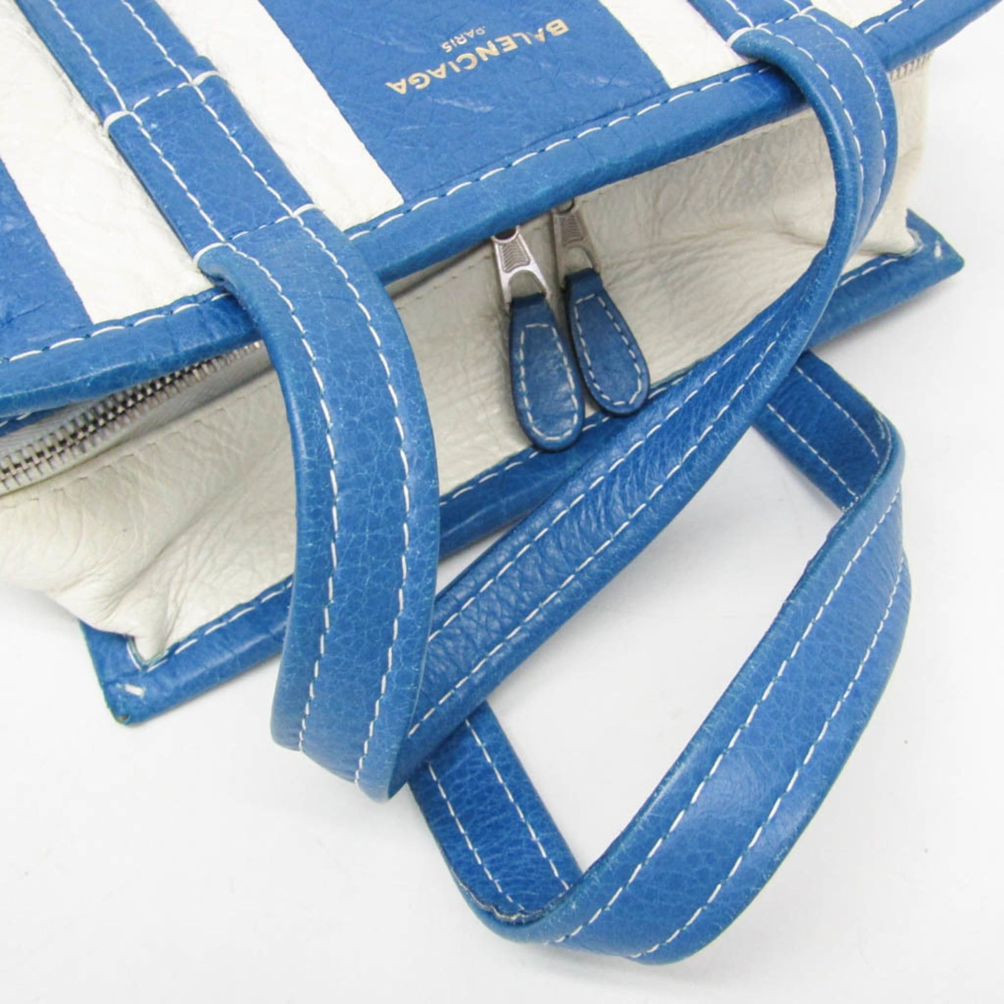 Balenciaga Balenciaga Bazar Shopper XS 452458 Women's Leather Shoulder Bag,Tote Bag Blue,White Size ONE SIZE - 14 Thumbnail