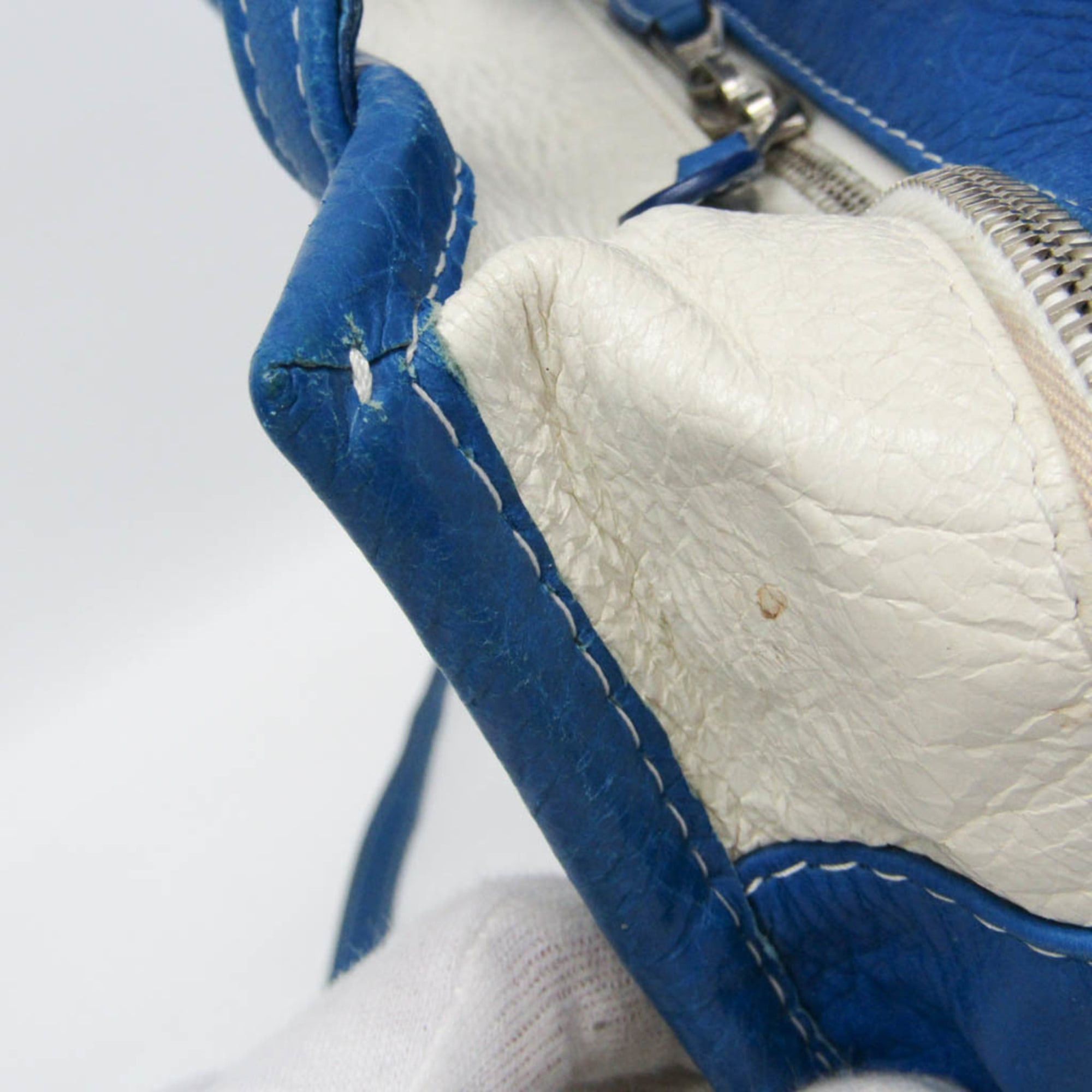 Balenciaga Balenciaga Bazar Shopper XS 452458 Women's Leather Shoulder Bag,Tote Bag Blue,White Size ONE SIZE - 7 Thumbnail