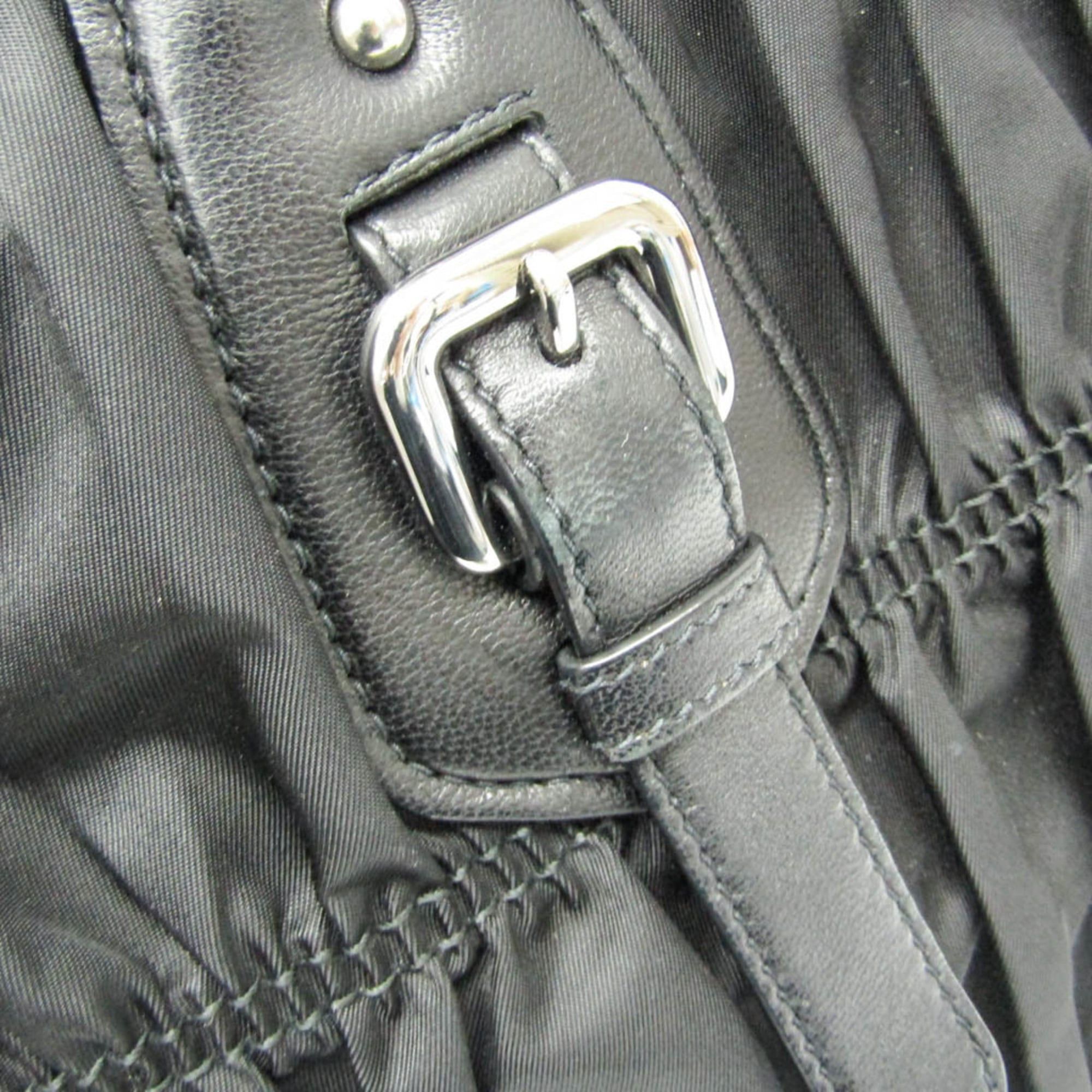 Prada Prada TESSUTO Gather Women's Nylon Handbag,Shoulder Bag Black Size ONE SIZE - 10 Thumbnail