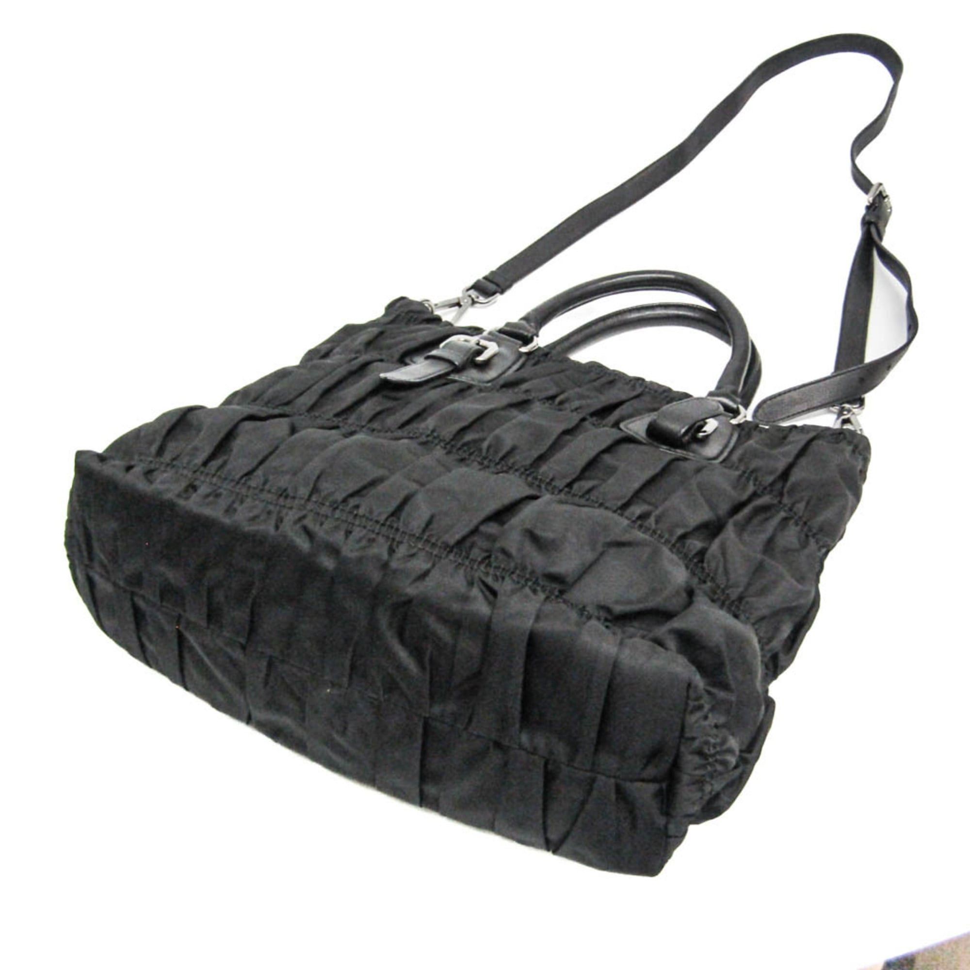 Prada Prada TESSUTO Gather Women's Nylon Handbag,Shoulder Bag Black Size ONE SIZE - 2 Thumbnail