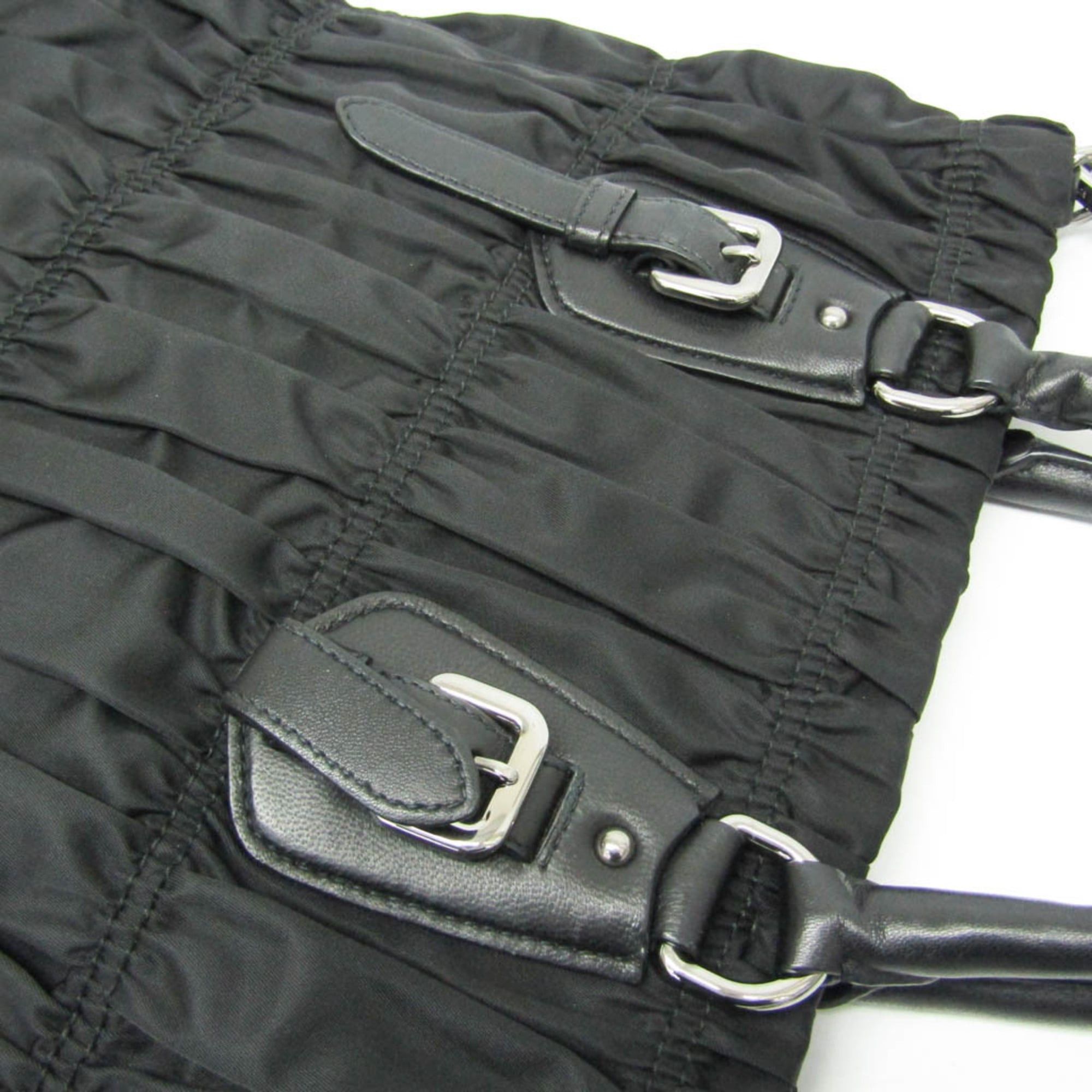 Prada Prada TESSUTO Gather Women's Nylon Handbag,Shoulder Bag Black Size ONE SIZE - 9 Thumbnail