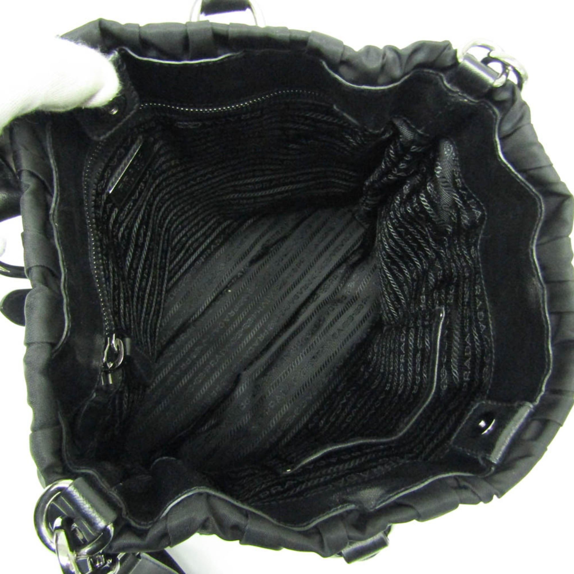 Prada Prada TESSUTO Gather Women's Nylon Handbag,Shoulder Bag Black Size ONE SIZE - 3 Thumbnail
