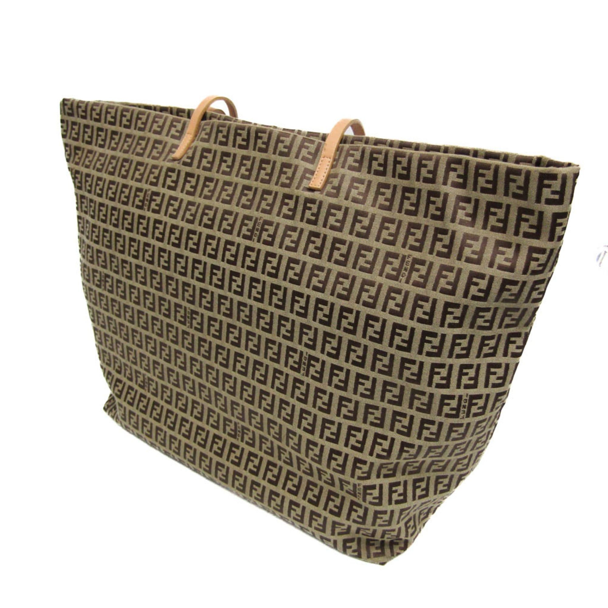 Fendi Fendi Zucchino 8BH026 Women's Canvas,Leather Tote Bag Beige Size ONE SIZE - 9 Thumbnail