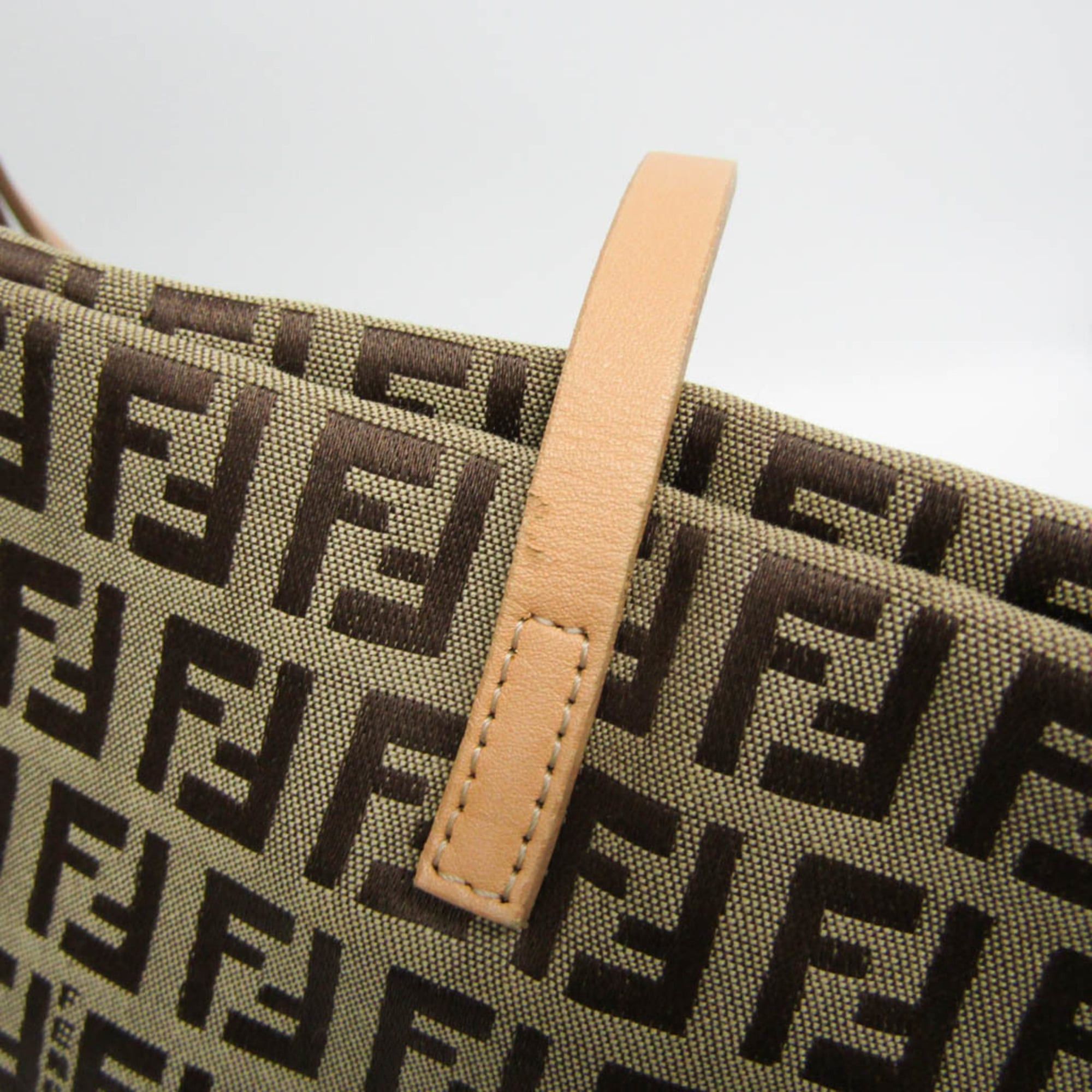 Fendi Fendi Zucchino 8BH026 Women's Canvas,Leather Tote Bag Beige Size ONE SIZE - 10 Thumbnail
