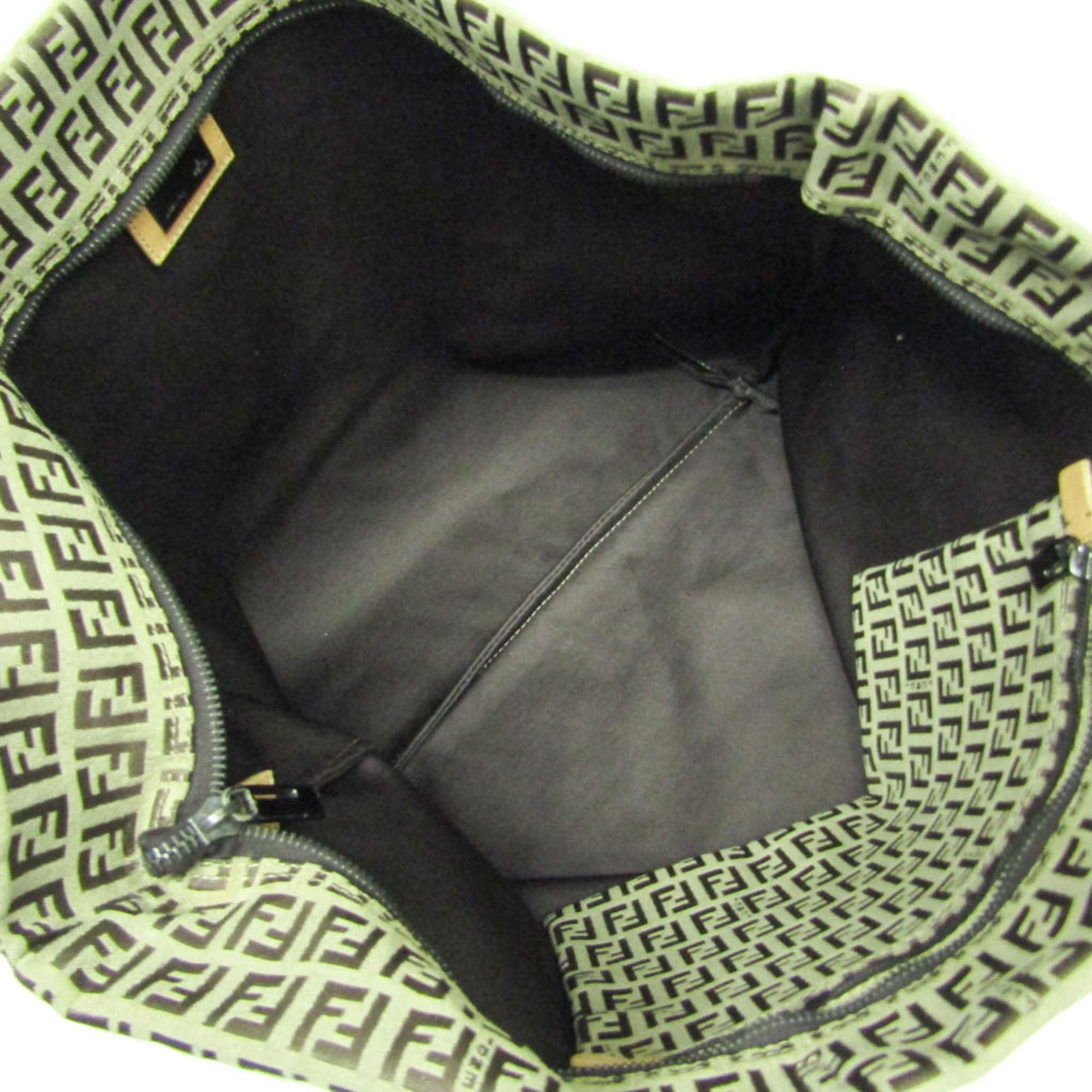 Fendi Fendi Zucchino 8BH026 Women's Canvas,Leather Tote Bag Beige Size ONE SIZE - 3 Thumbnail