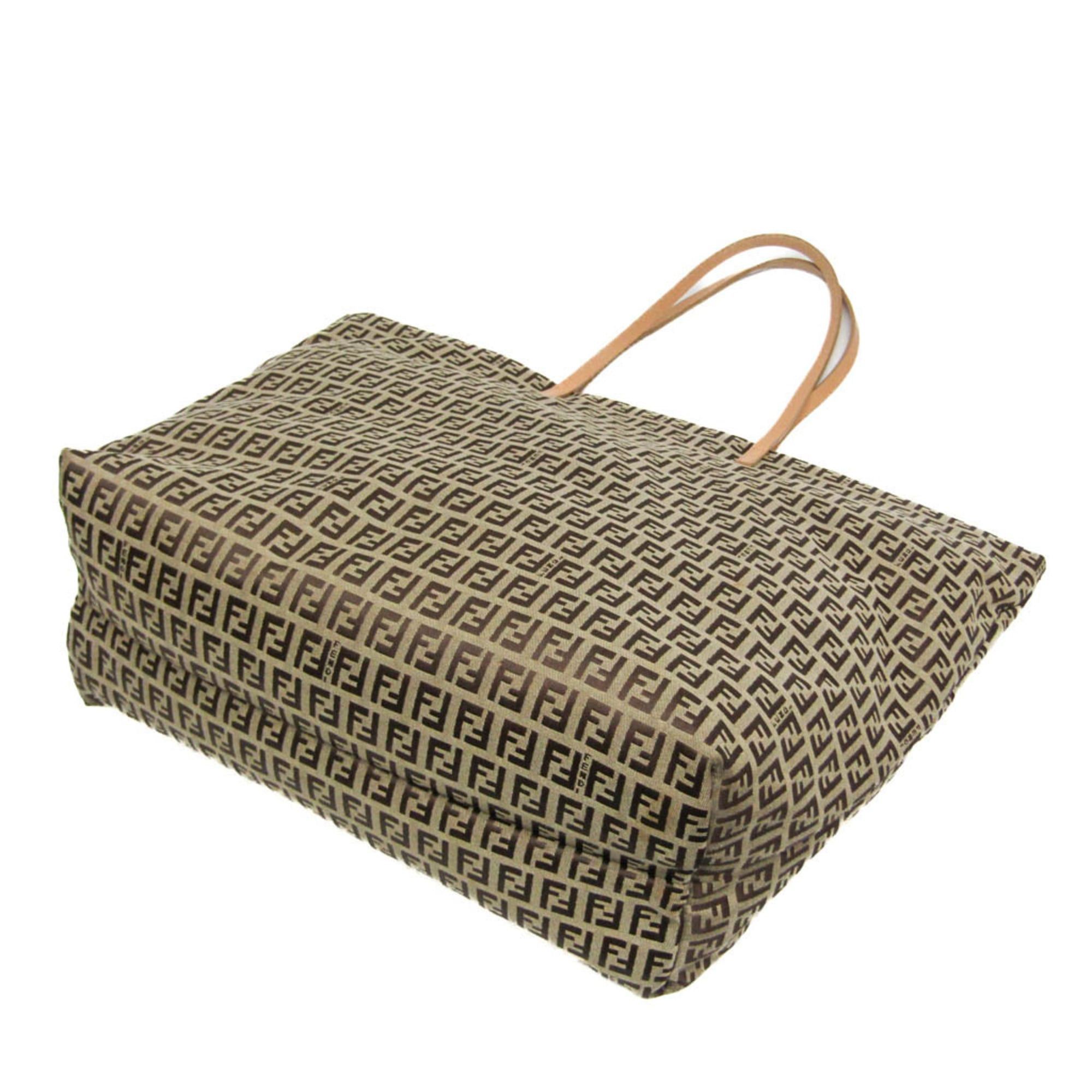 Fendi Fendi Zucchino 8BH026 Women's Canvas,Leather Tote Bag Beige Size ONE SIZE - 2 Thumbnail