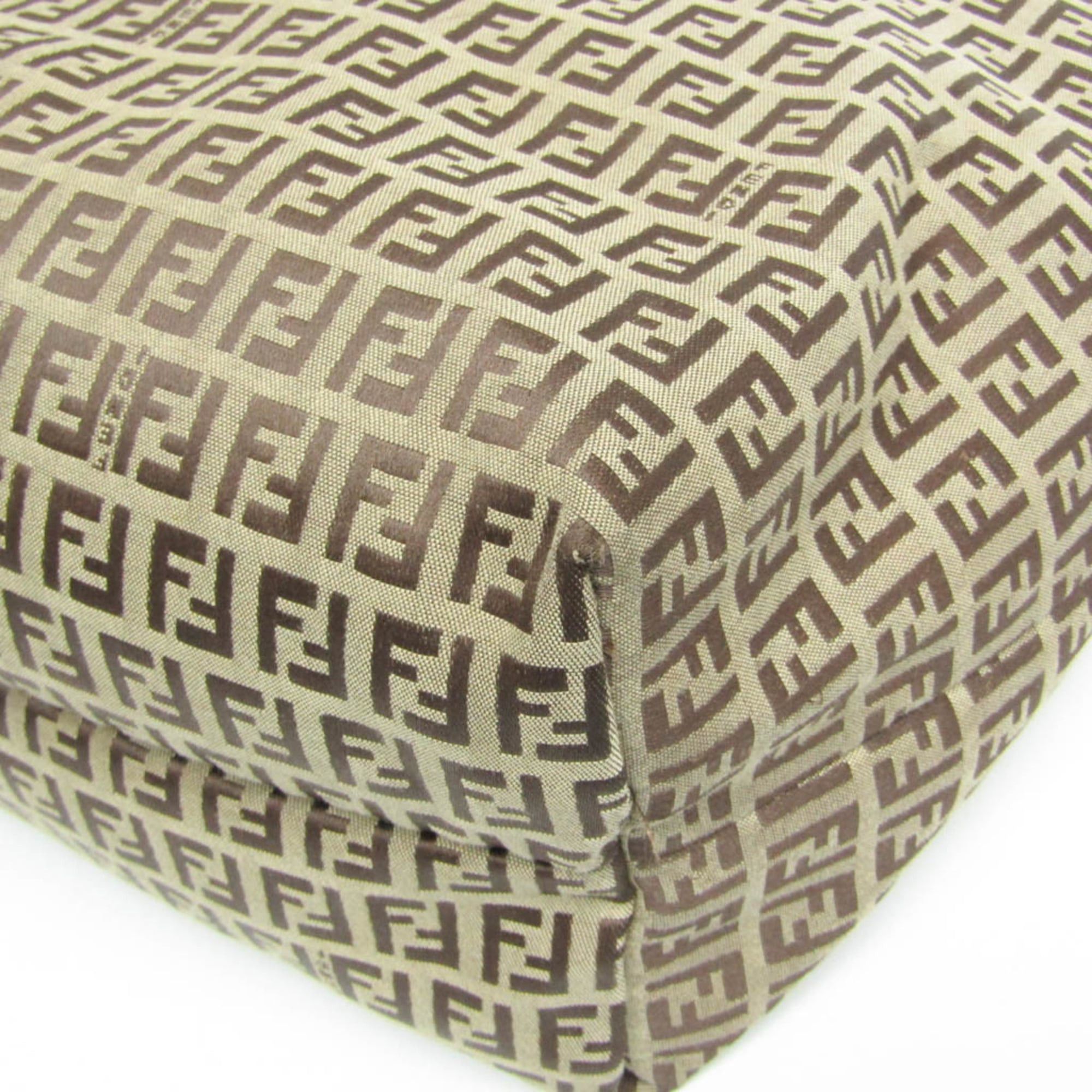 Fendi Fendi Zucchino 8BH026 Women's Canvas,Leather Tote Bag Beige Size ONE SIZE - 4 Thumbnail
