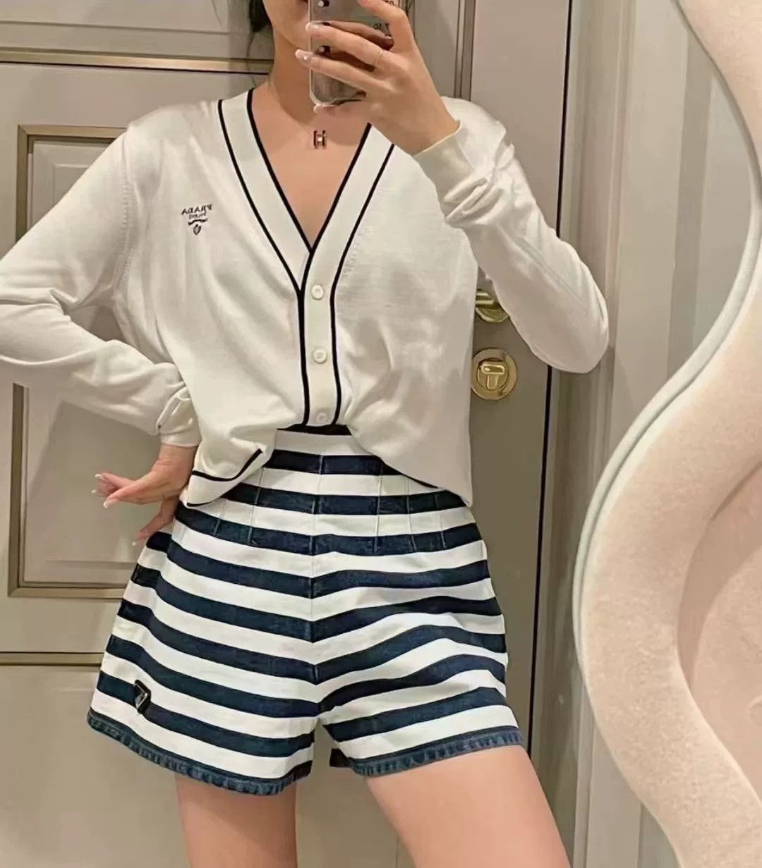 Prada Prada Blue Striped Denim Shorts Size 38" / US 16 / IT 52 - 8 Thumbnail