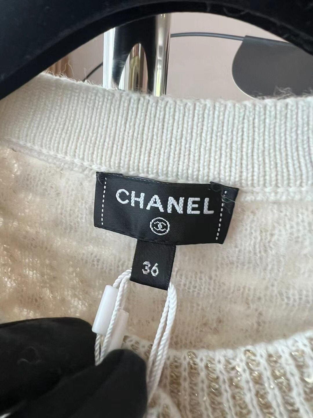 Chanel Chanel Beige Sequined Knit Cardigan Size XS / US 0-2 / IT 36-38 - 6 Thumbnail