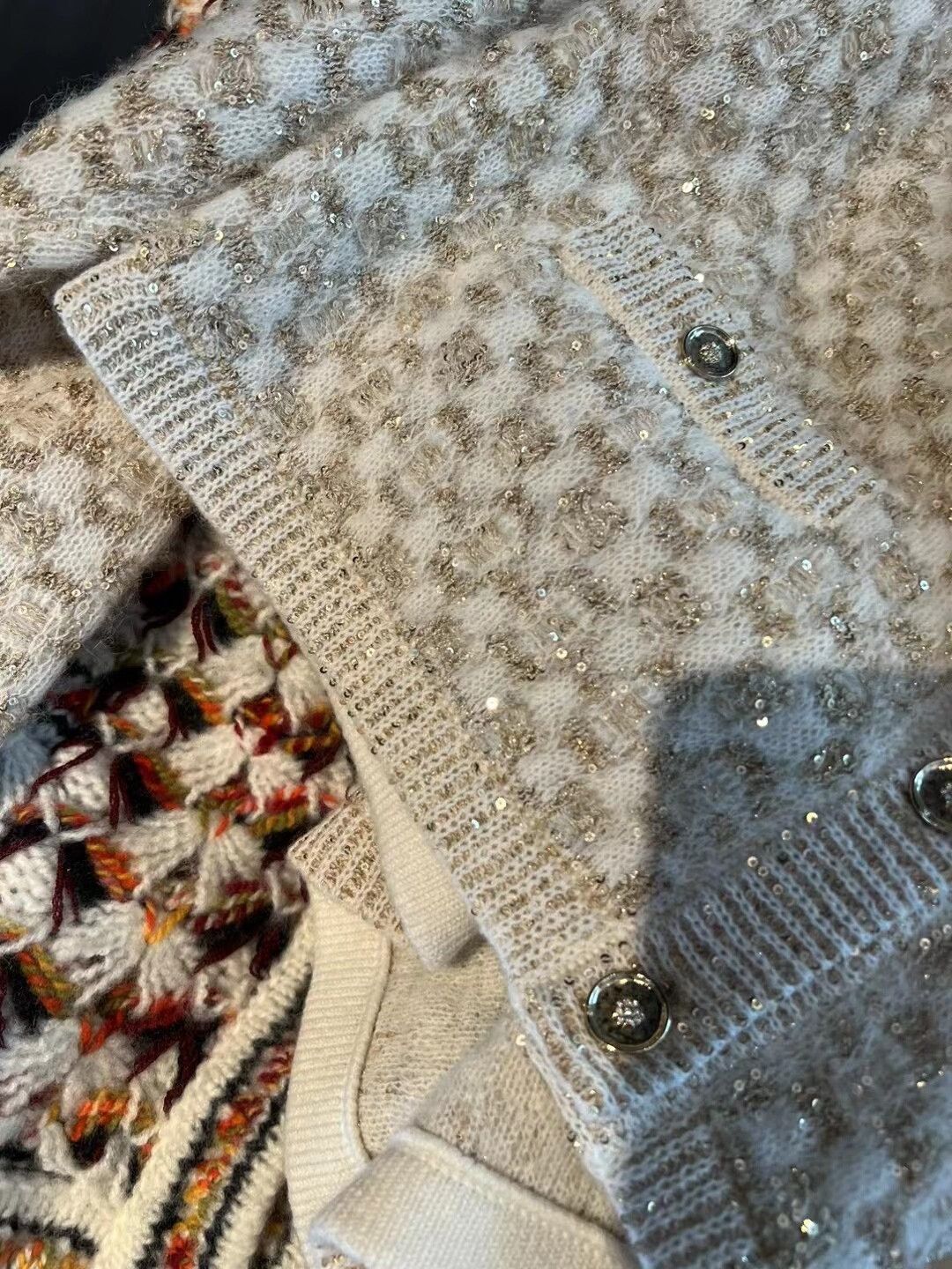 Chanel Chanel Beige Sequined Knit Cardigan Size XS / US 0-2 / IT 36-38 - 9 Thumbnail