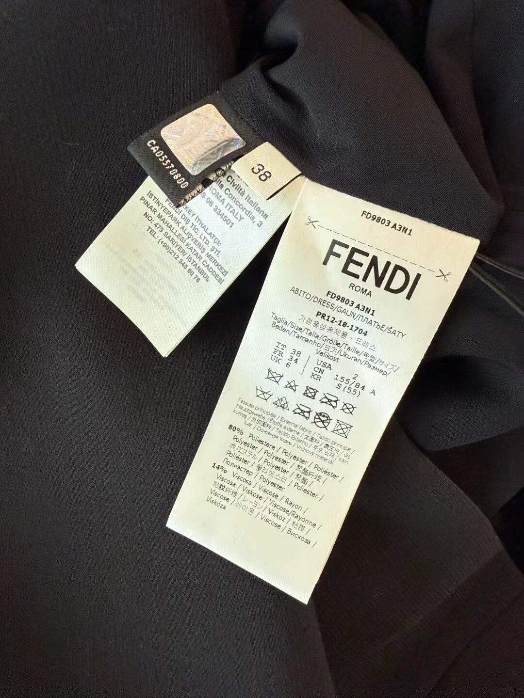 Fendi Fendi Black Classic Dress with Fur Trim Size S / US 4 / IT 40 - 7 Thumbnail