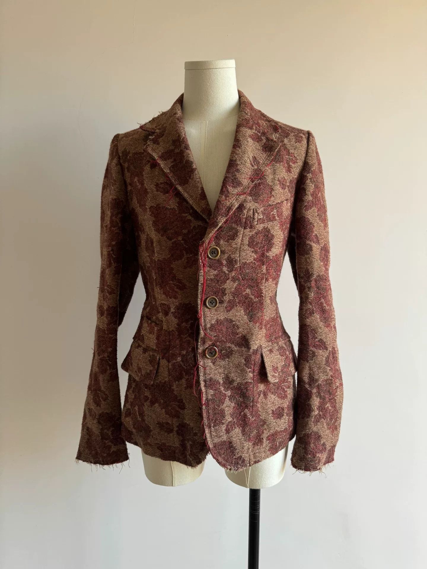 Yohji Yamamoto Patterned Wool Blend Coat